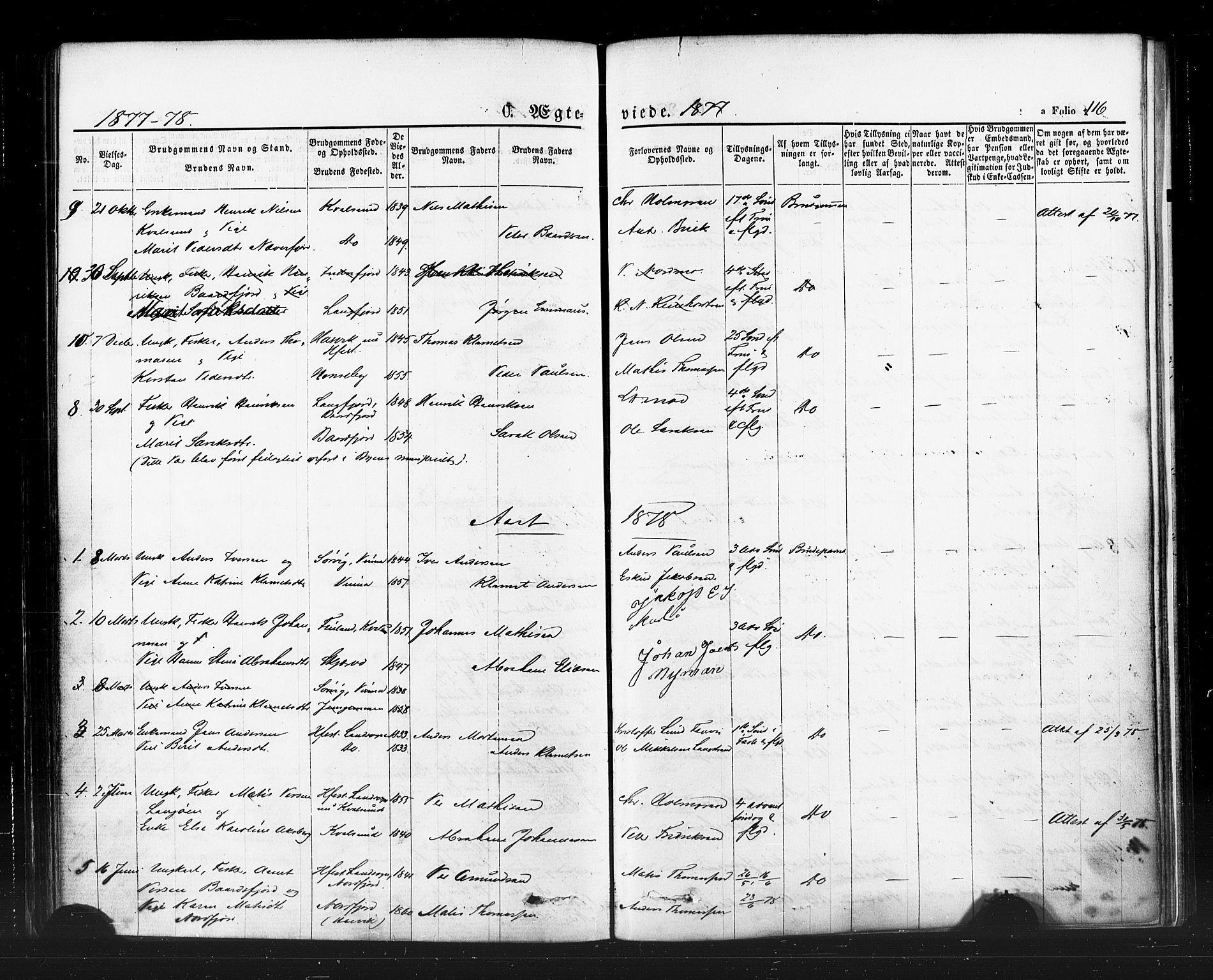 Hammerfest sokneprestkontor, SATØ/S-1347/H/Ha/L0007.kirke: Parish register (official) no. 7, 1869-1884, p. 116