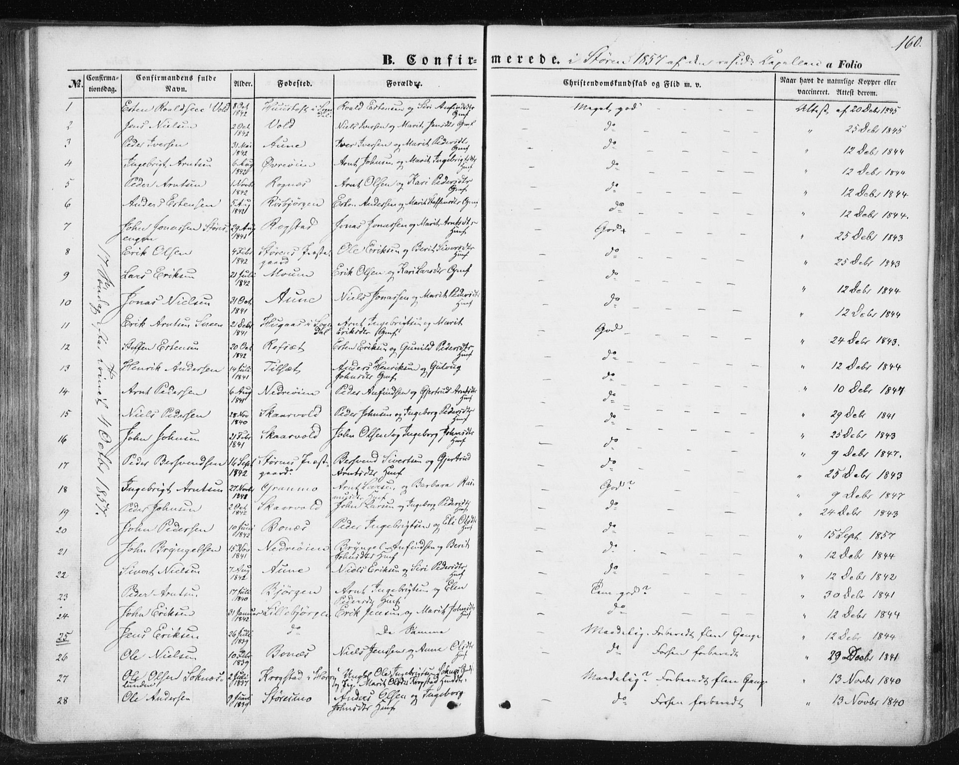 Ministerialprotokoller, klokkerbøker og fødselsregistre - Sør-Trøndelag, SAT/A-1456/687/L1000: Parish register (official) no. 687A06, 1848-1869, p. 160