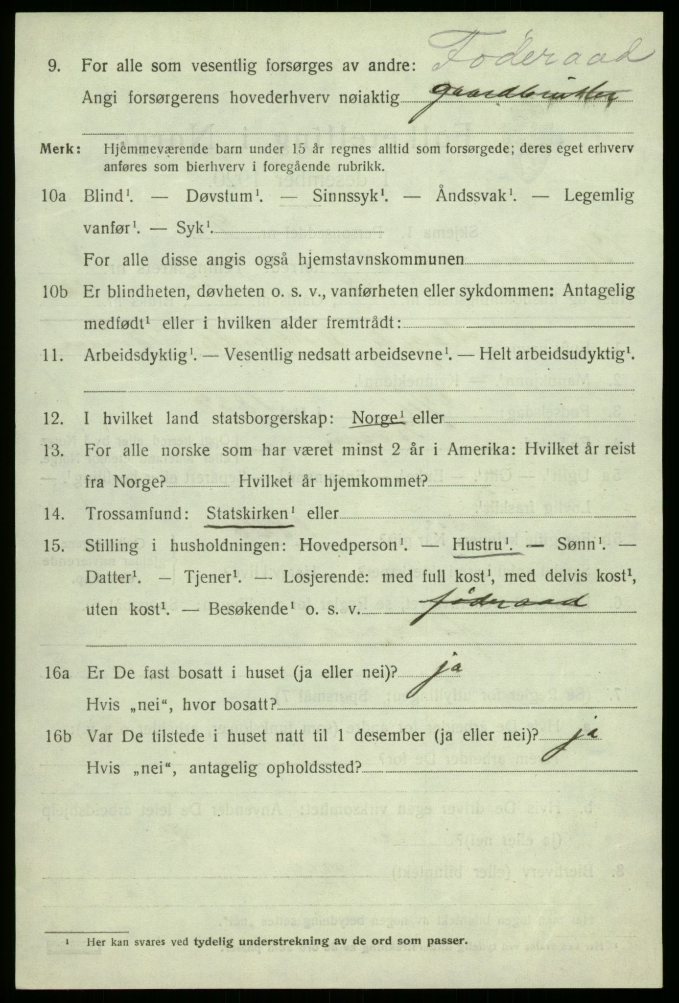 SAB, 1920 census for Kvam, 1920, p. 5410