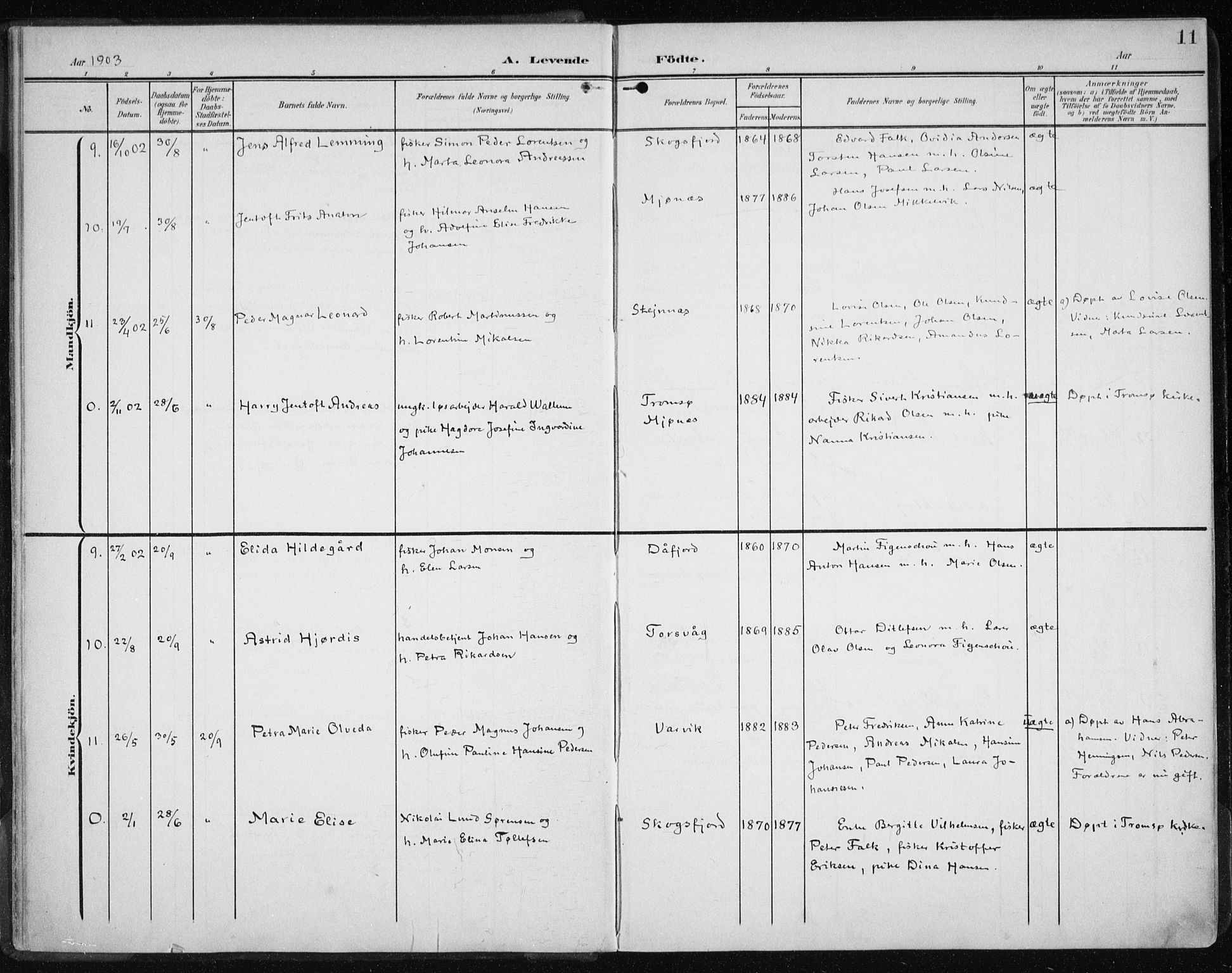 Karlsøy sokneprestembete, AV/SATØ-S-1299/H/Ha/Haa/L0013kirke: Parish register (official) no. 13, 1902-1916, p. 11