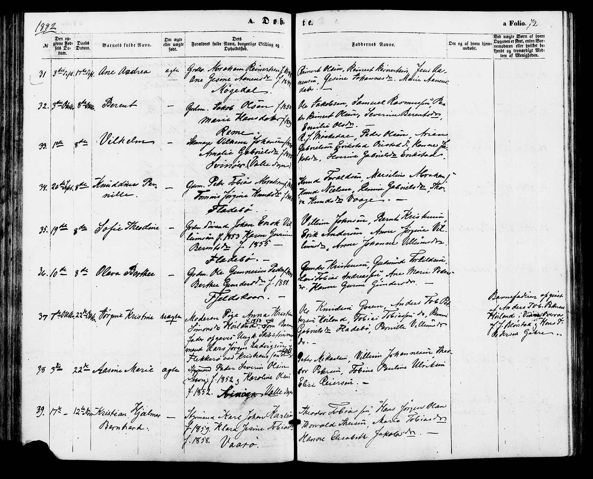 Sør-Audnedal sokneprestkontor, AV/SAK-1111-0039/F/Fa/Faa/L0003: Parish register (official) no. A 3, 1868-1883, p. 72