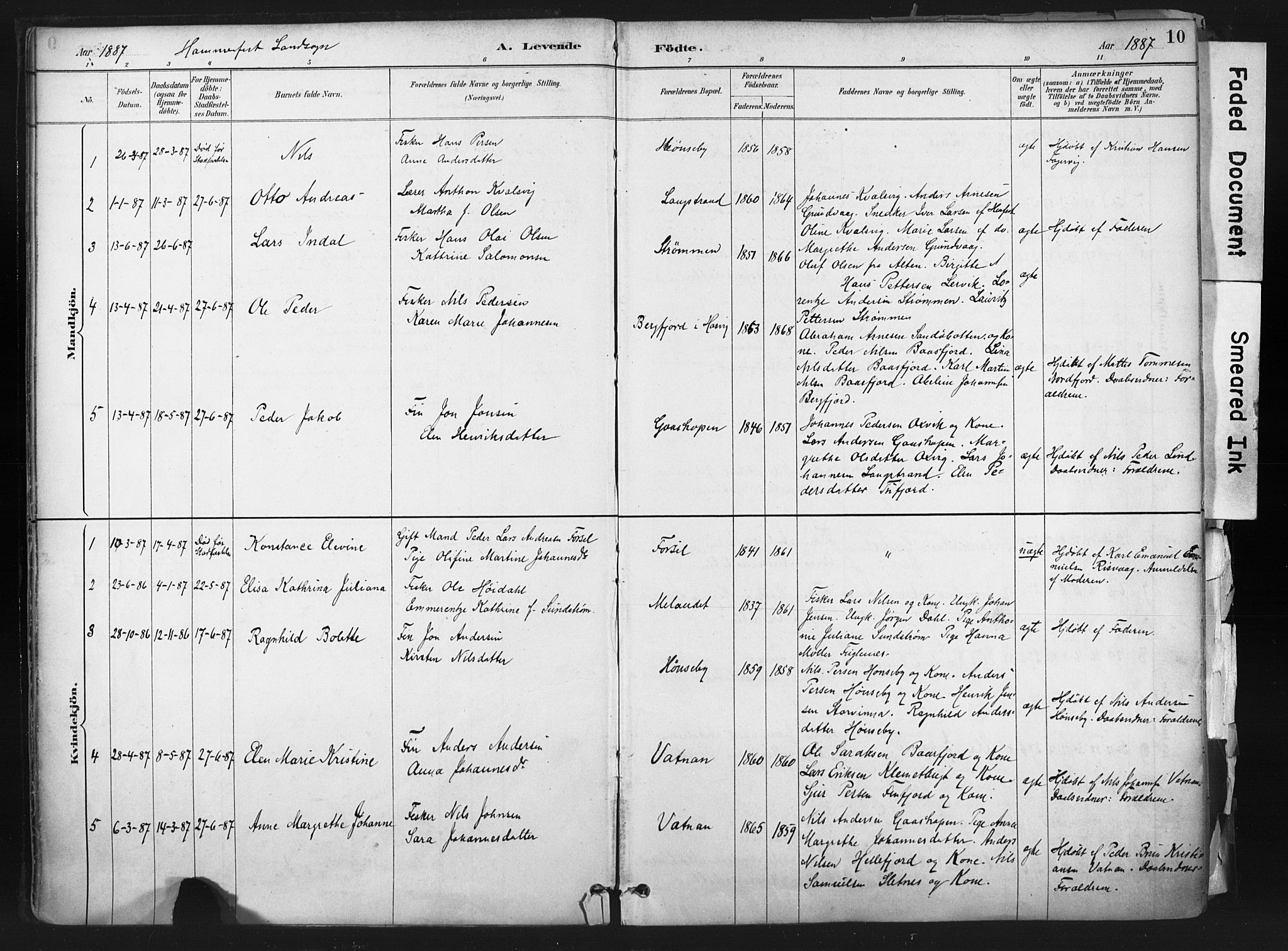 Hammerfest sokneprestkontor, SATØ/S-1347: Parish register (official) no. 11 /1, 1885-1897, p. 10