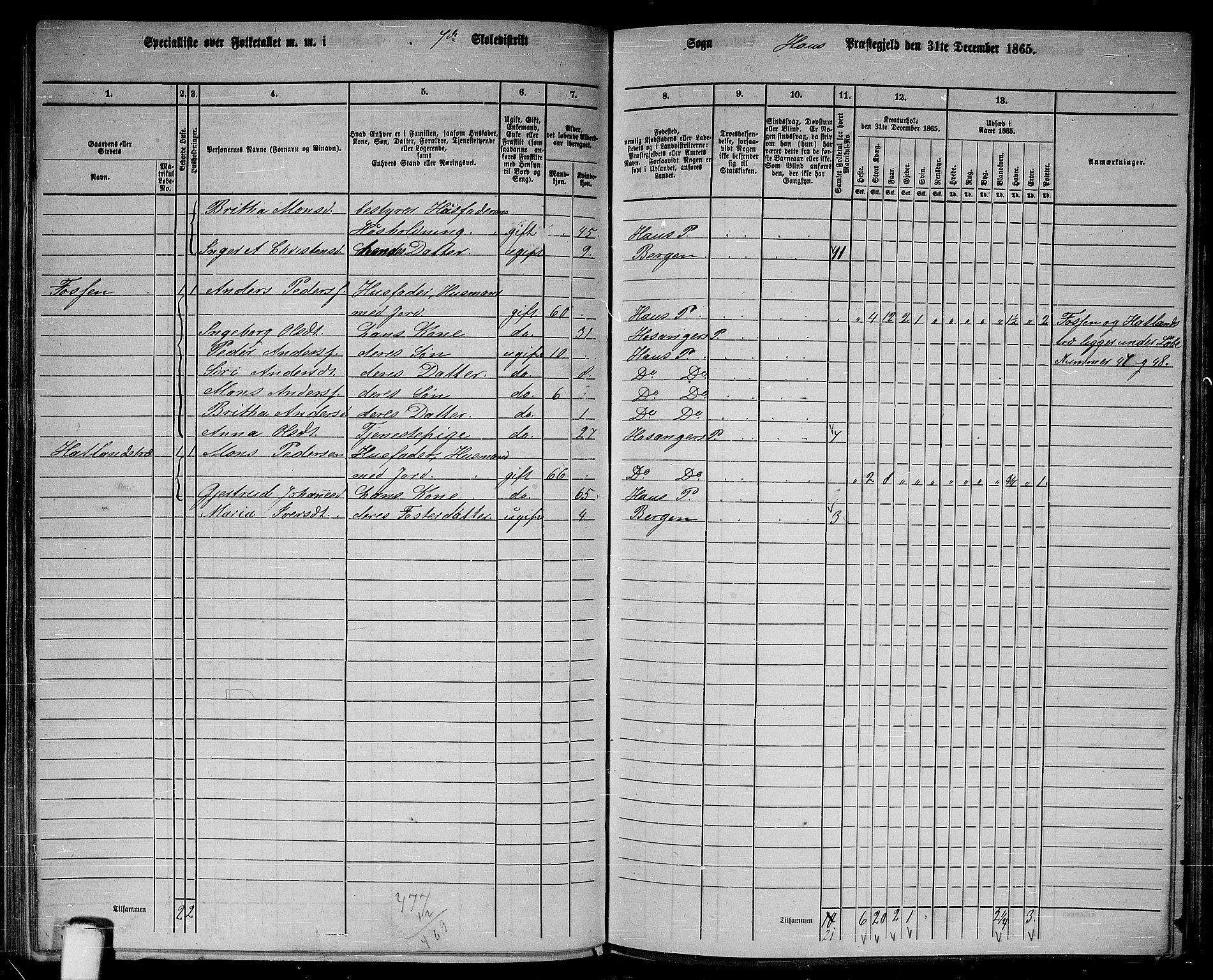 RA, 1865 census for Haus, 1865, p. 147