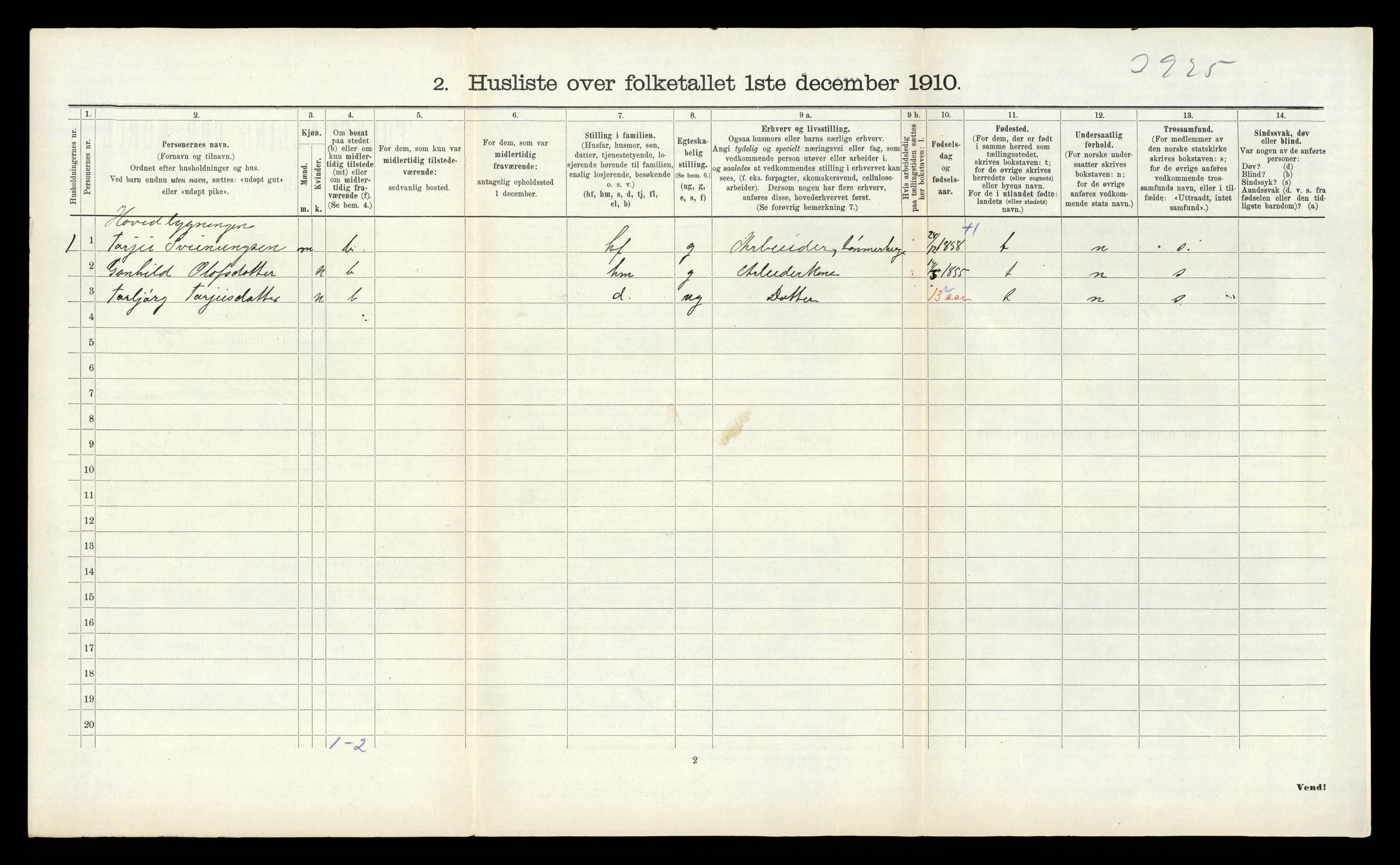 RA, 1910 census for Kviteseid, 1910, p. 287