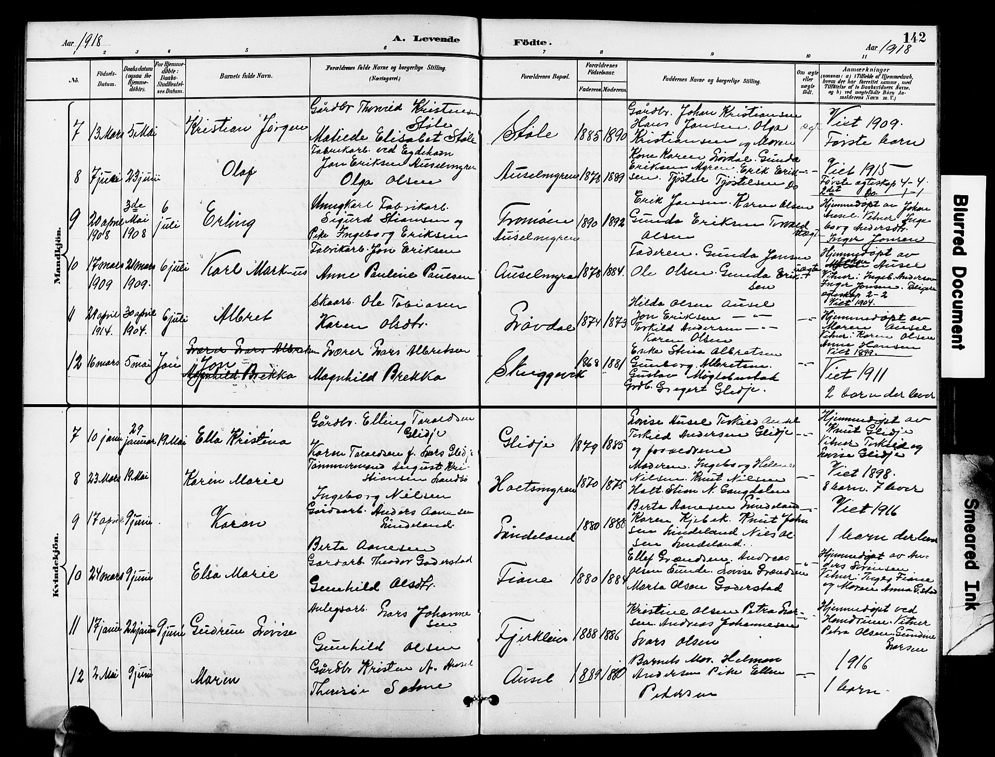 Holt sokneprestkontor, SAK/1111-0021/F/Fb/L0011: Parish register (copy) no. B 11, 1897-1921, p. 142