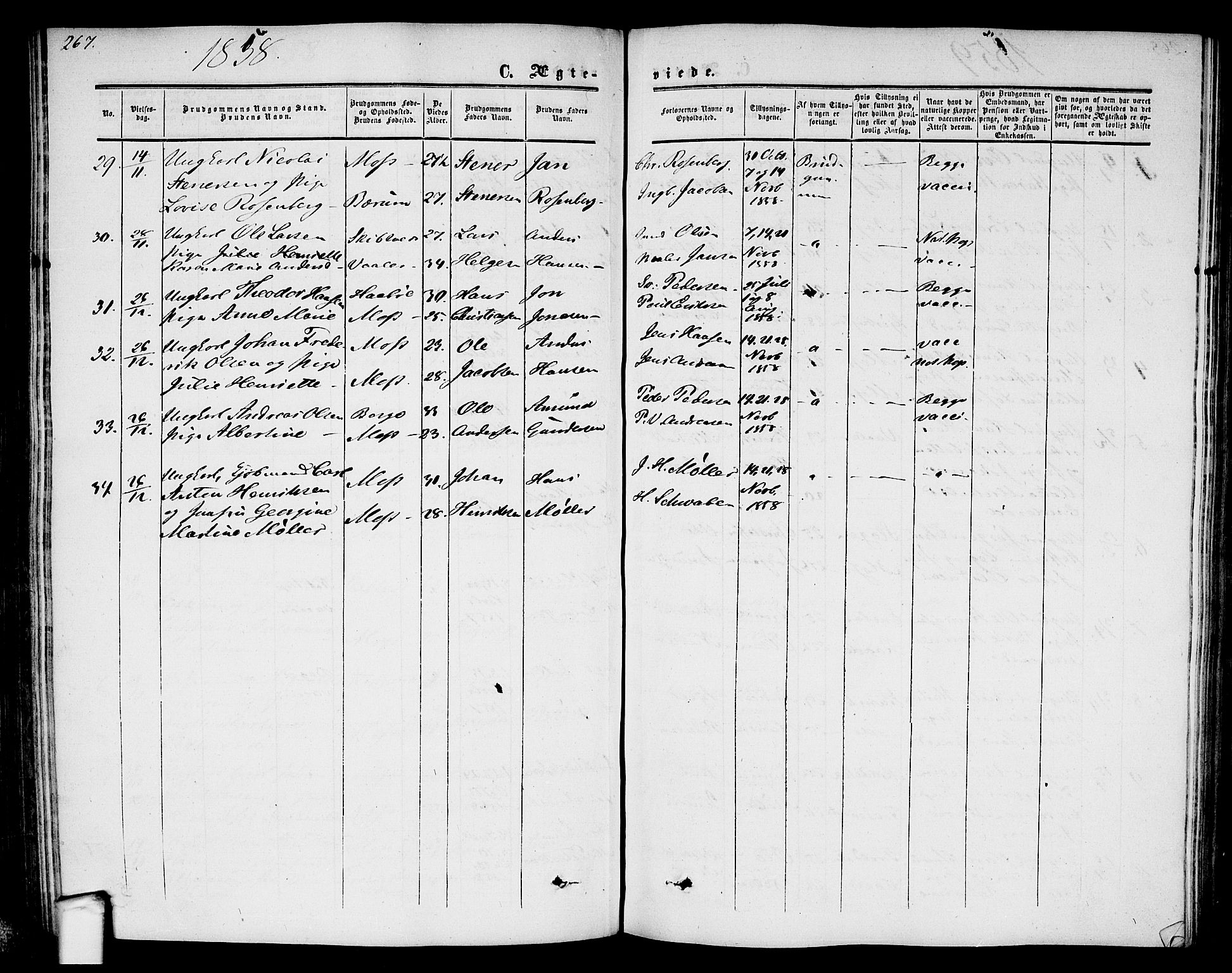 Moss prestekontor Kirkebøker, AV/SAO-A-2003/G/Ga/L0002: Parish register (copy) no. I 2, 1852-1871, p. 267