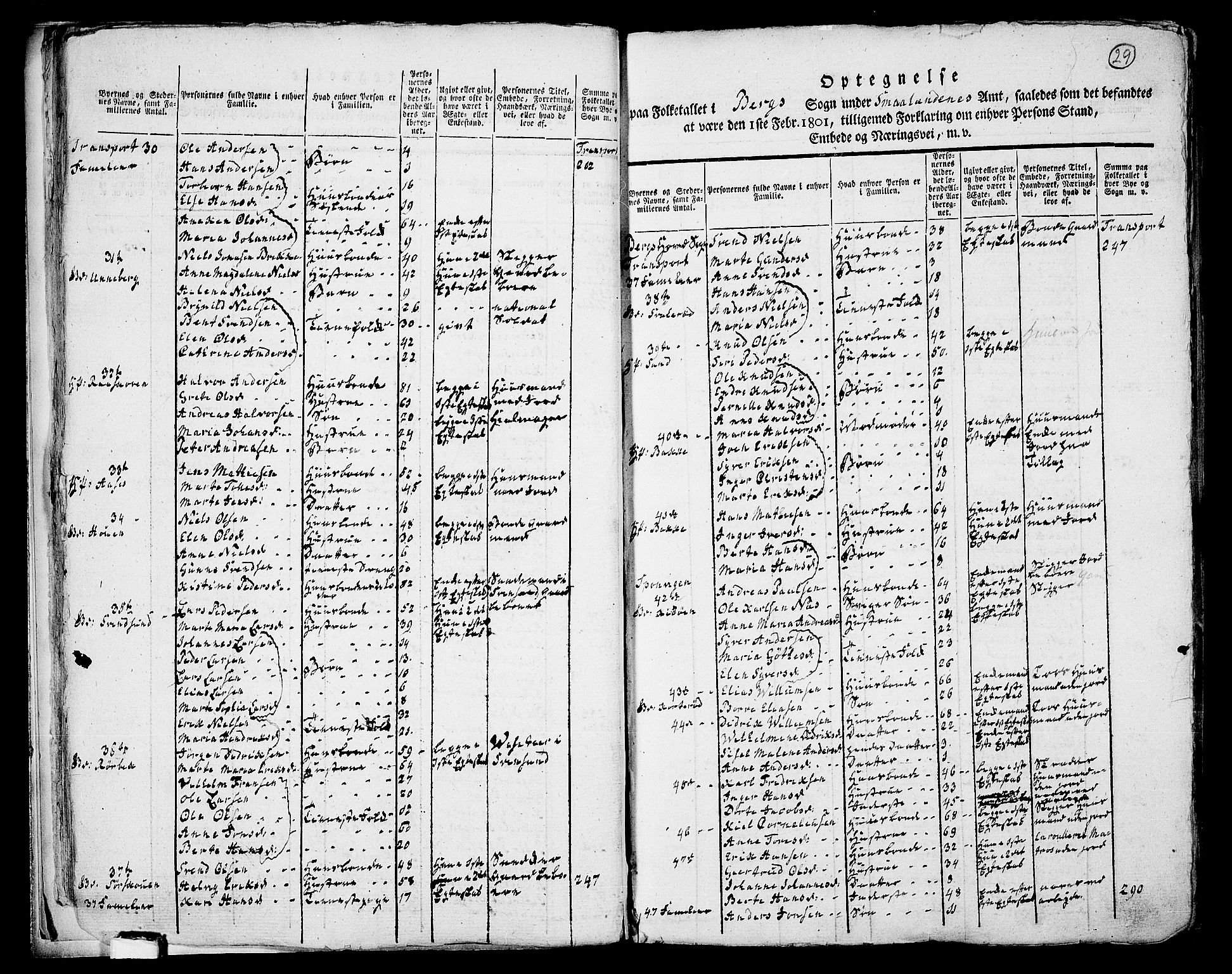 RA, 1801 census for 0116P Berg, 1801, p. 28b-29a