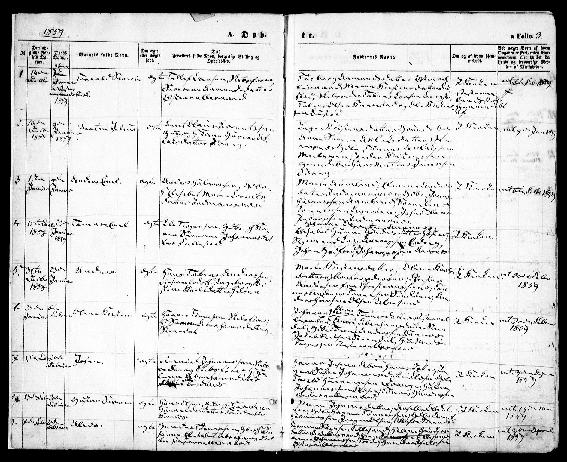 Høvåg sokneprestkontor, SAK/1111-0025/F/Fa/L0004: Parish register (official) no. A 4, 1859-1877, p. 3
