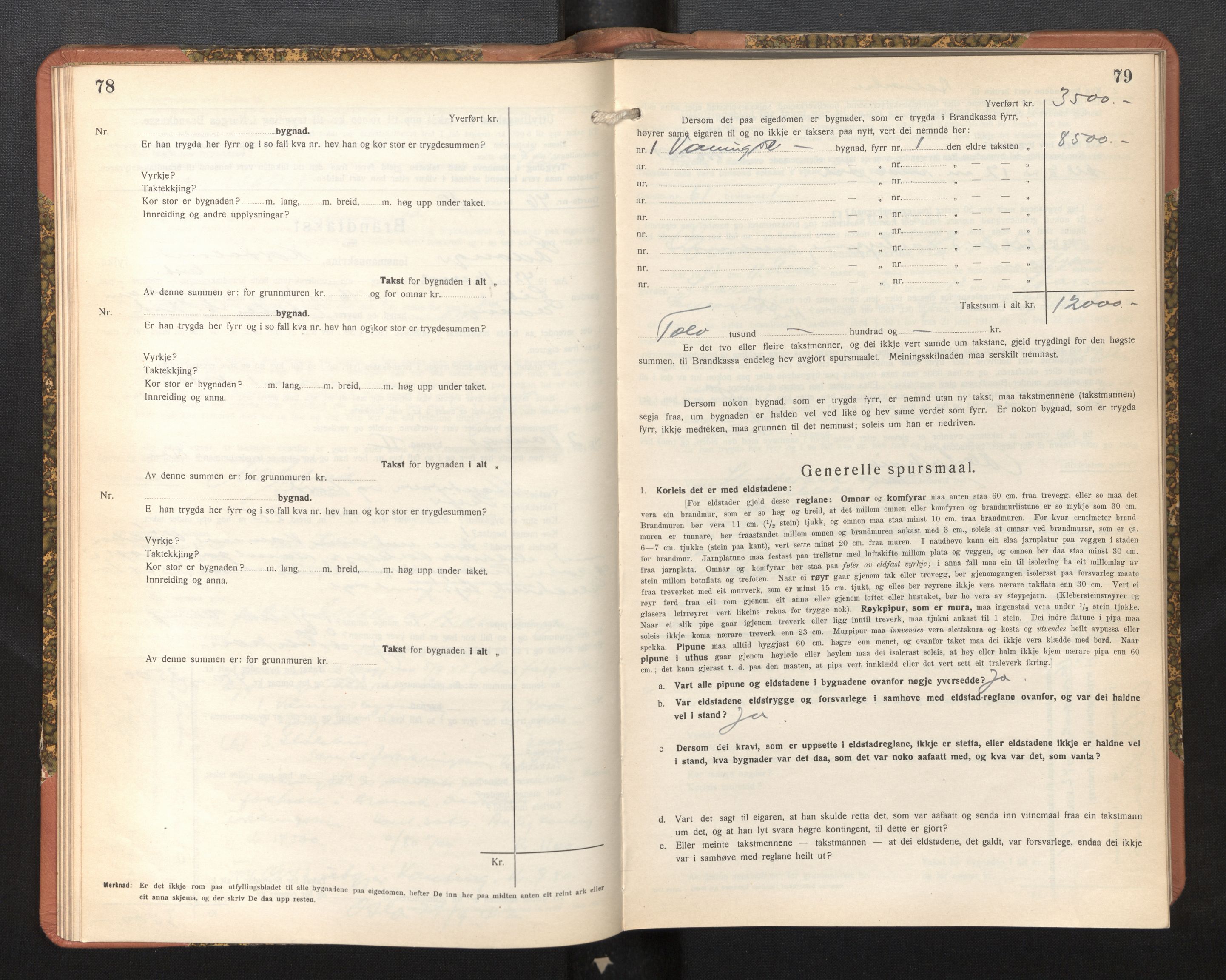 Lensmannen i Evanger, AV/SAB-A-31701/0012/L0006: Branntakstprotokoll, skjematakst, 1936-1955, p. 78-79