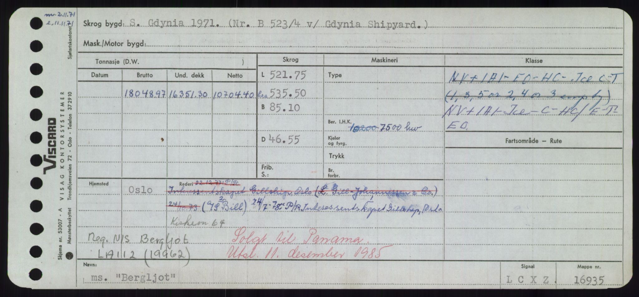 Sjøfartsdirektoratet med forløpere, Skipsmålingen, AV/RA-S-1627/H/Hd/L0003: Fartøy, B-Bev, p. 809