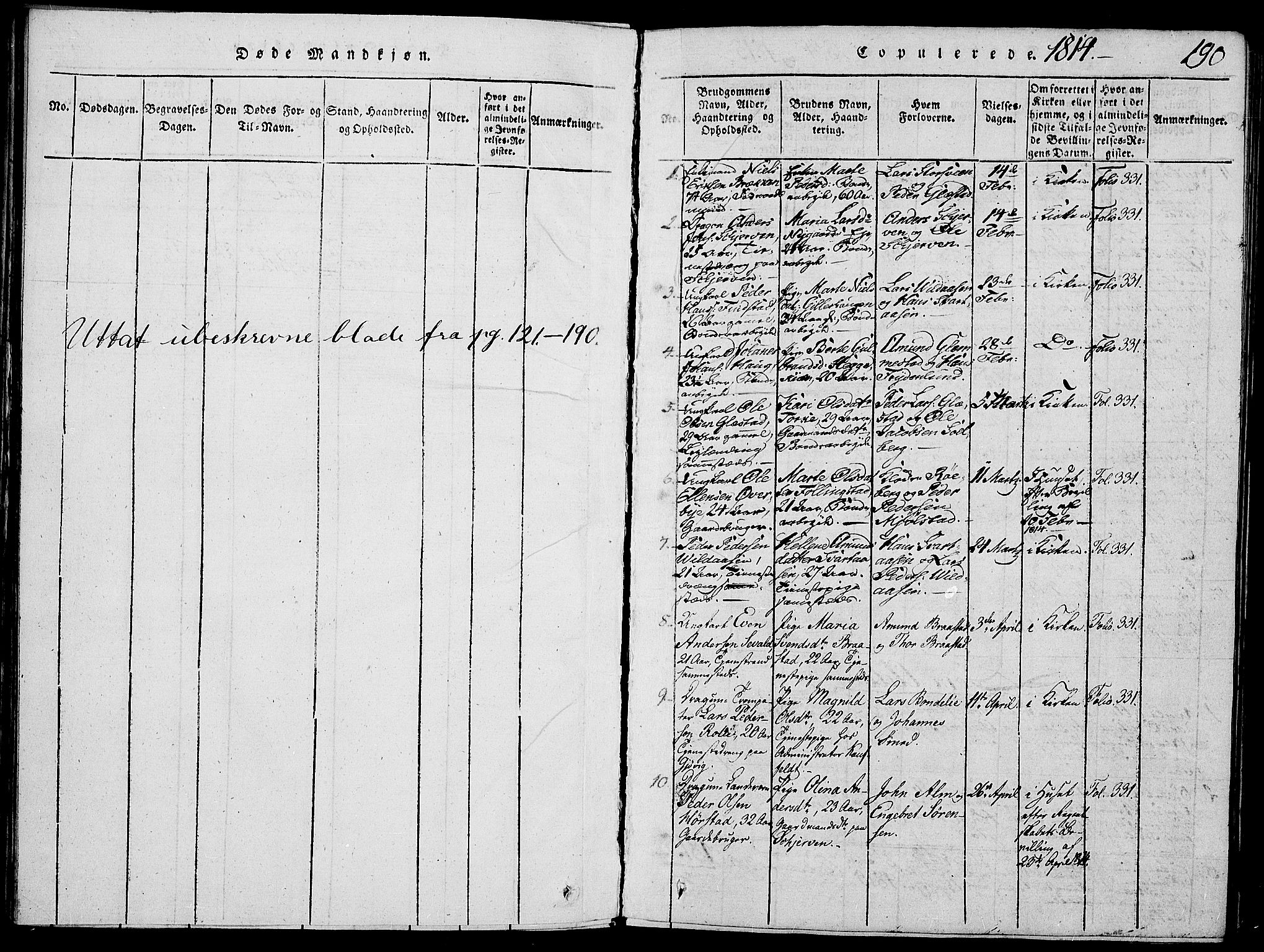 Vardal prestekontor, SAH/PREST-100/H/Ha/Haa/L0004: Parish register (official) no. 4, 1814-1831, p. 190