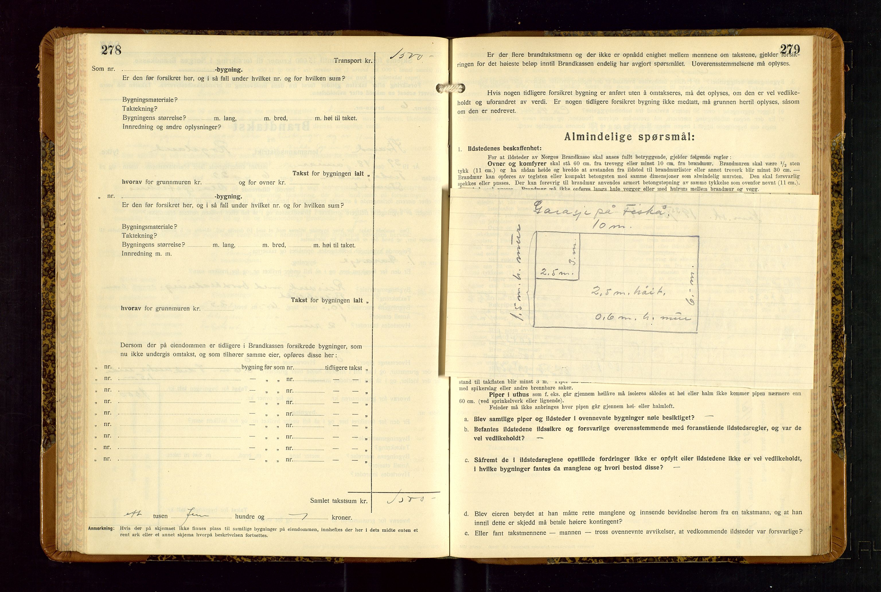 Strand og Forsand lensmannskontor, AV/SAST-A-100451/Gob/L0001: Branntakstprotokoll, 1935-1942, p. 278-279