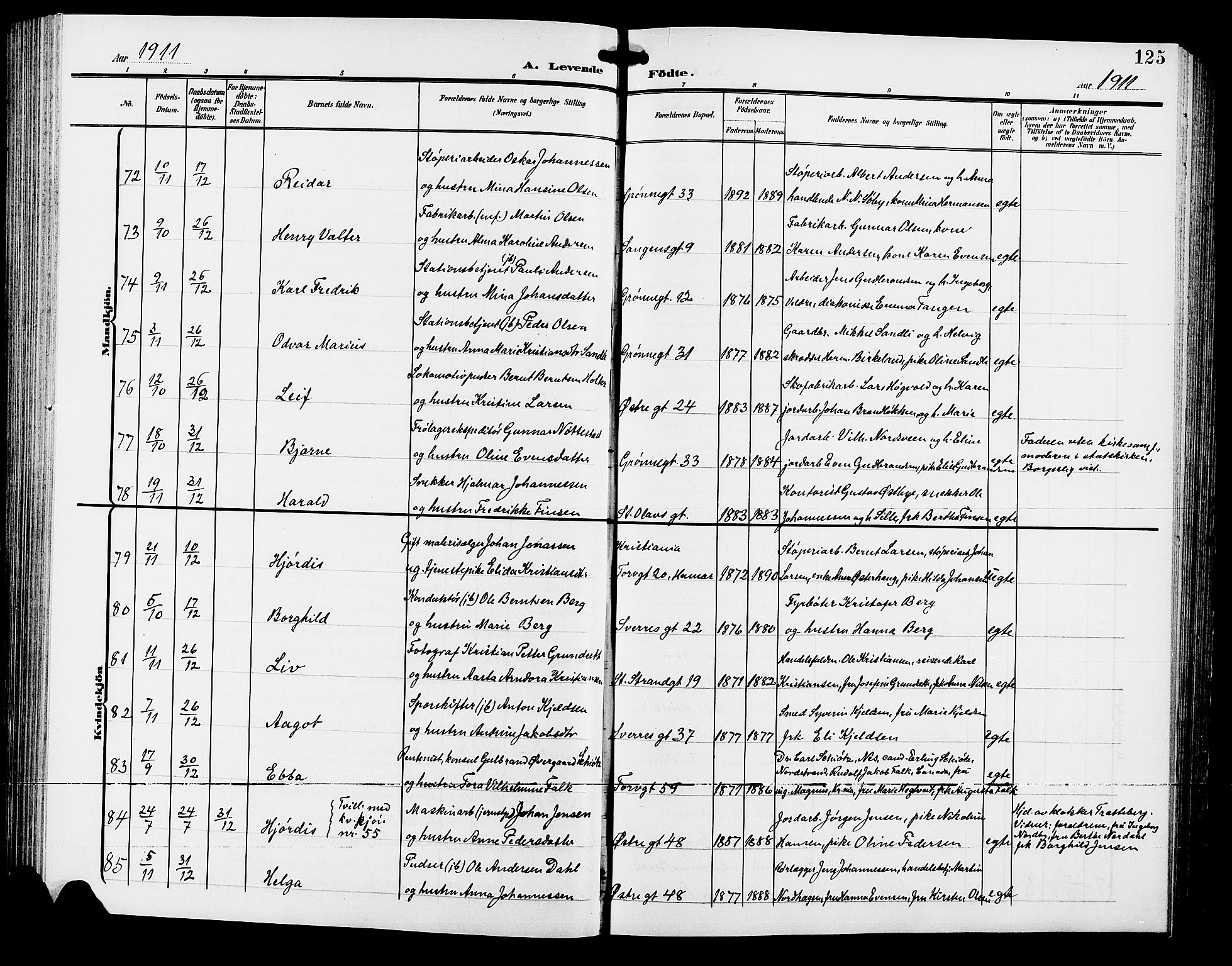 Hamar prestekontor, SAH/DOMPH-002/H/Ha/Hab/L0001: Parish register (copy) no. 1, 1899-1914, p. 125