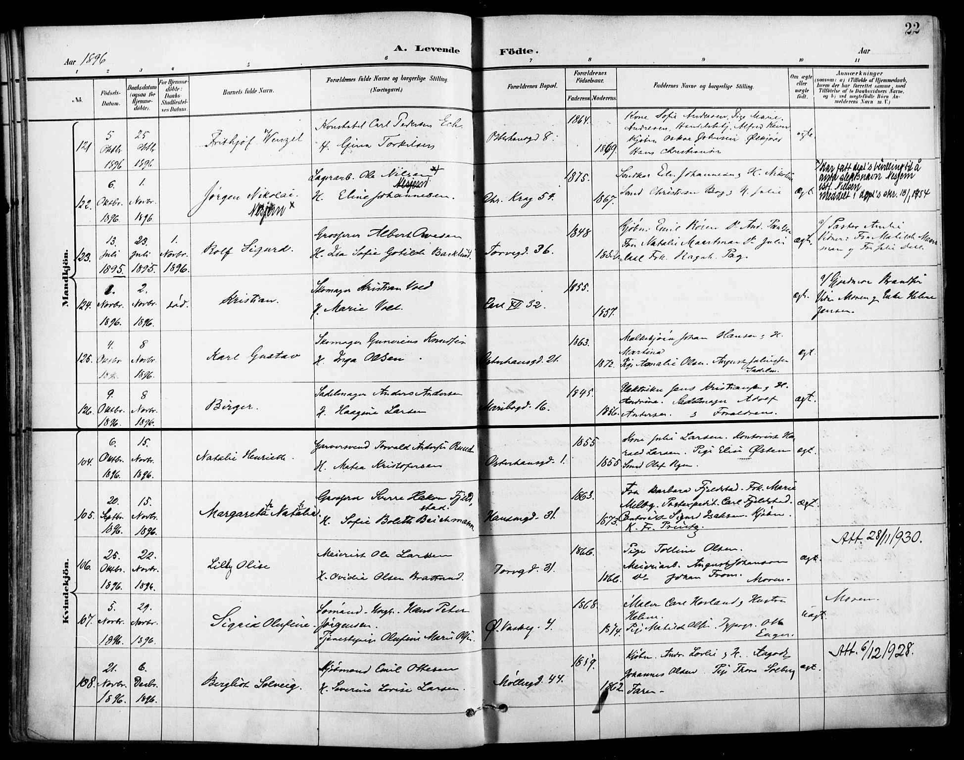 Jakob prestekontor Kirkebøker, SAO/A-10850/F/Fa/L0005: Parish register (official) no. 5, 1896-1903, p. 22