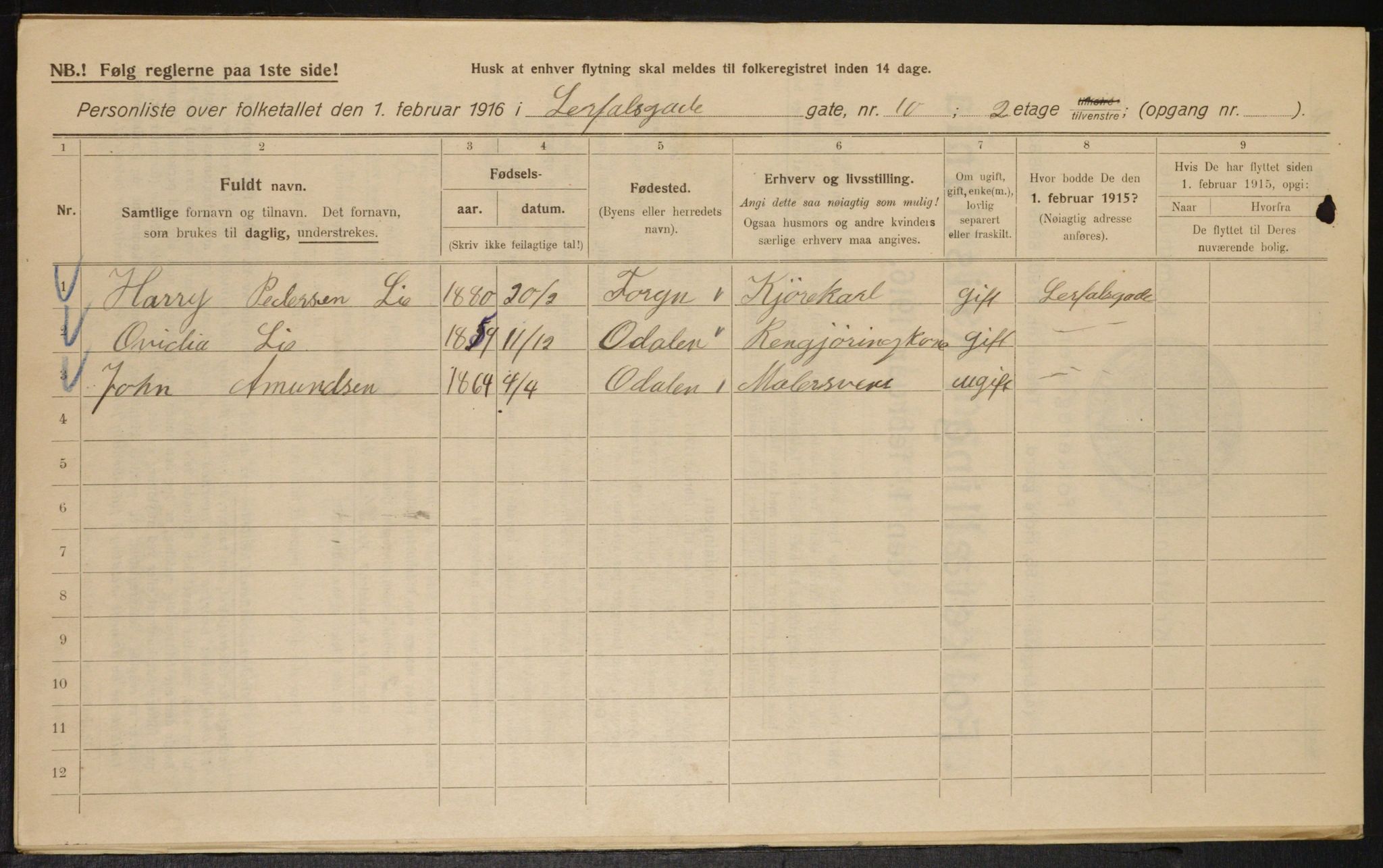 OBA, Municipal Census 1916 for Kristiania, 1916, p. 58721