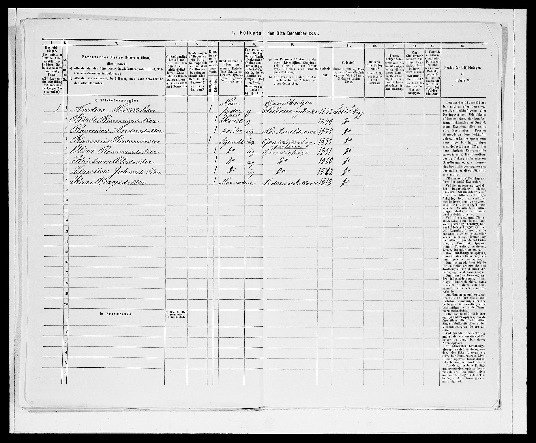 SAB, 1875 Census for 1441P Selje, 1875, p. 1369