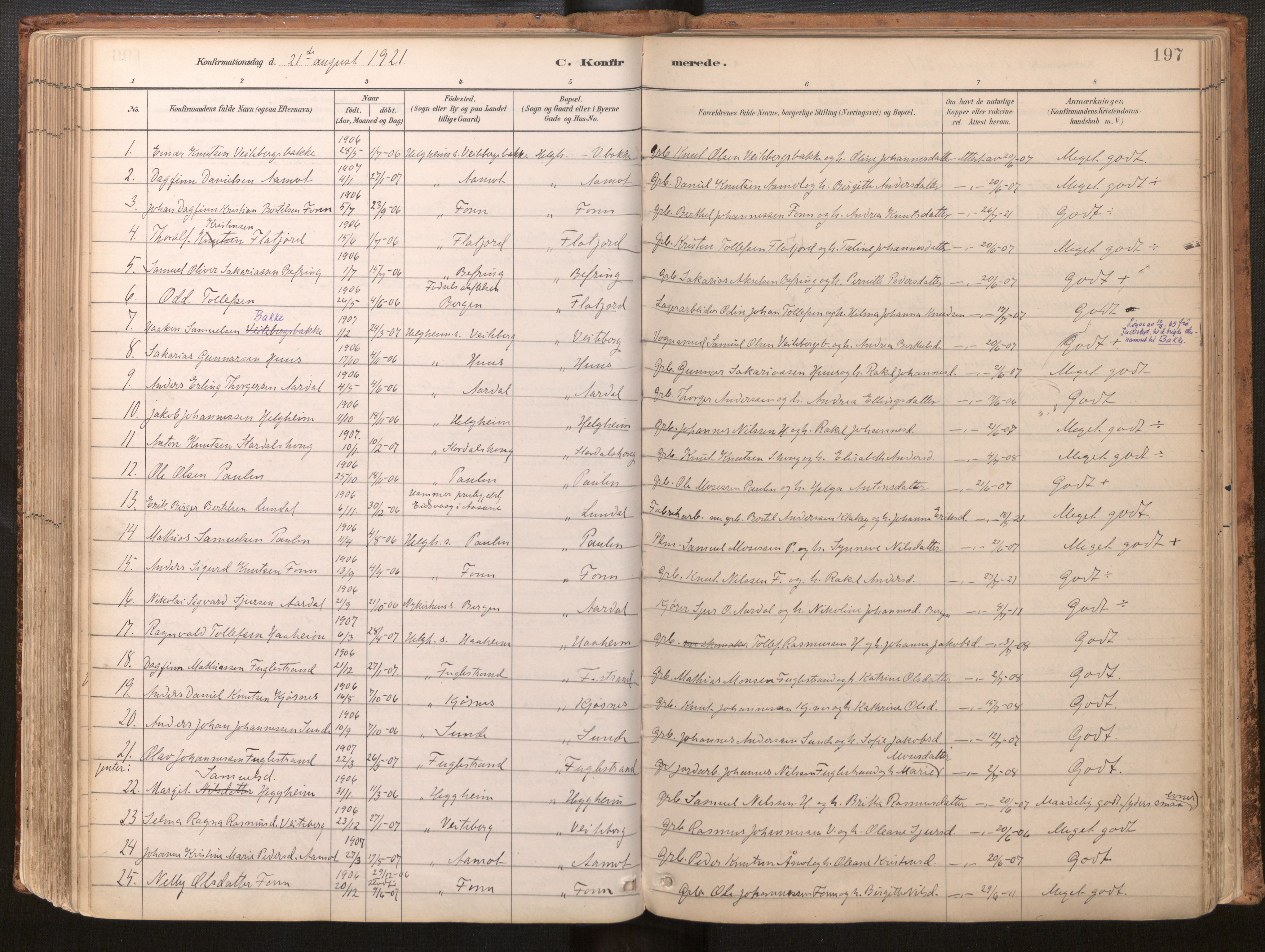 Jølster sokneprestembete, AV/SAB-A-80701/H/Haa/Haac/L0001: Parish register (official) no. C 1, 1882-1928, p. 197