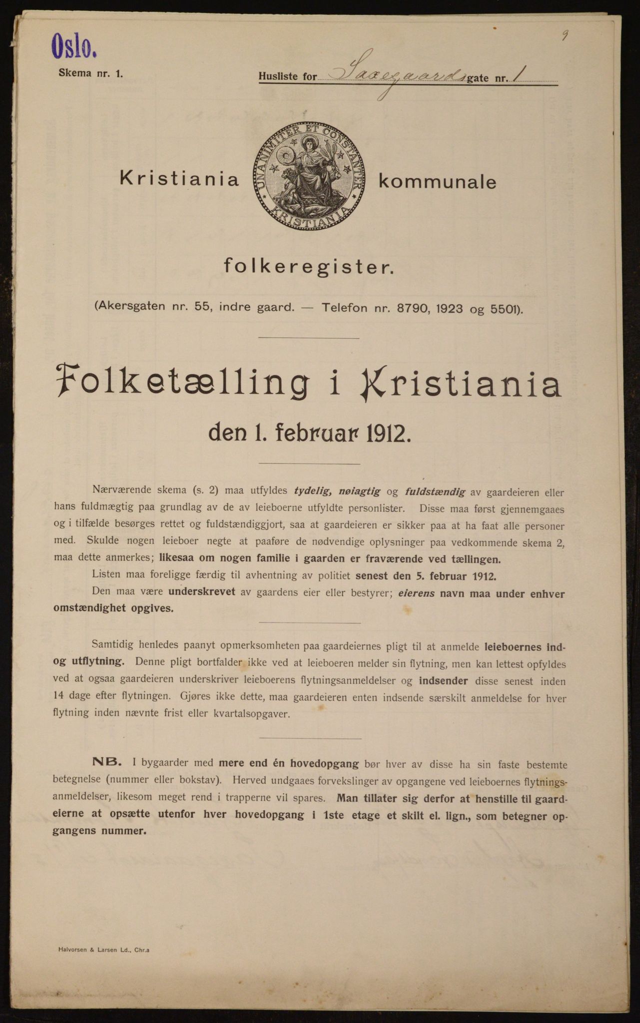 OBA, Municipal Census 1912 for Kristiania, 1912, p. 89527