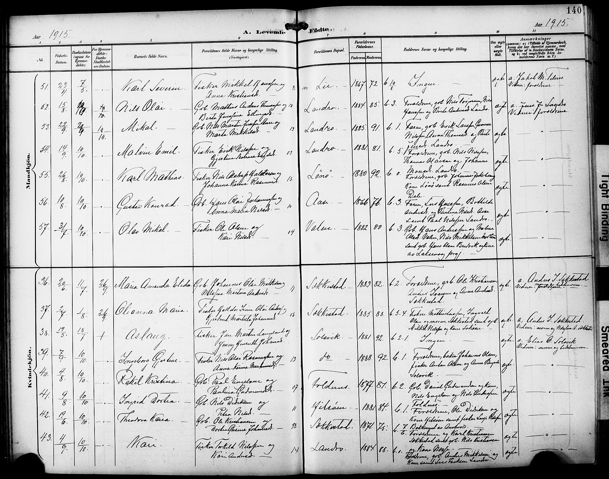Fjell sokneprestembete, SAB/A-75301/H/Hab: Parish register (copy) no. A 5, 1899-1918, p. 140