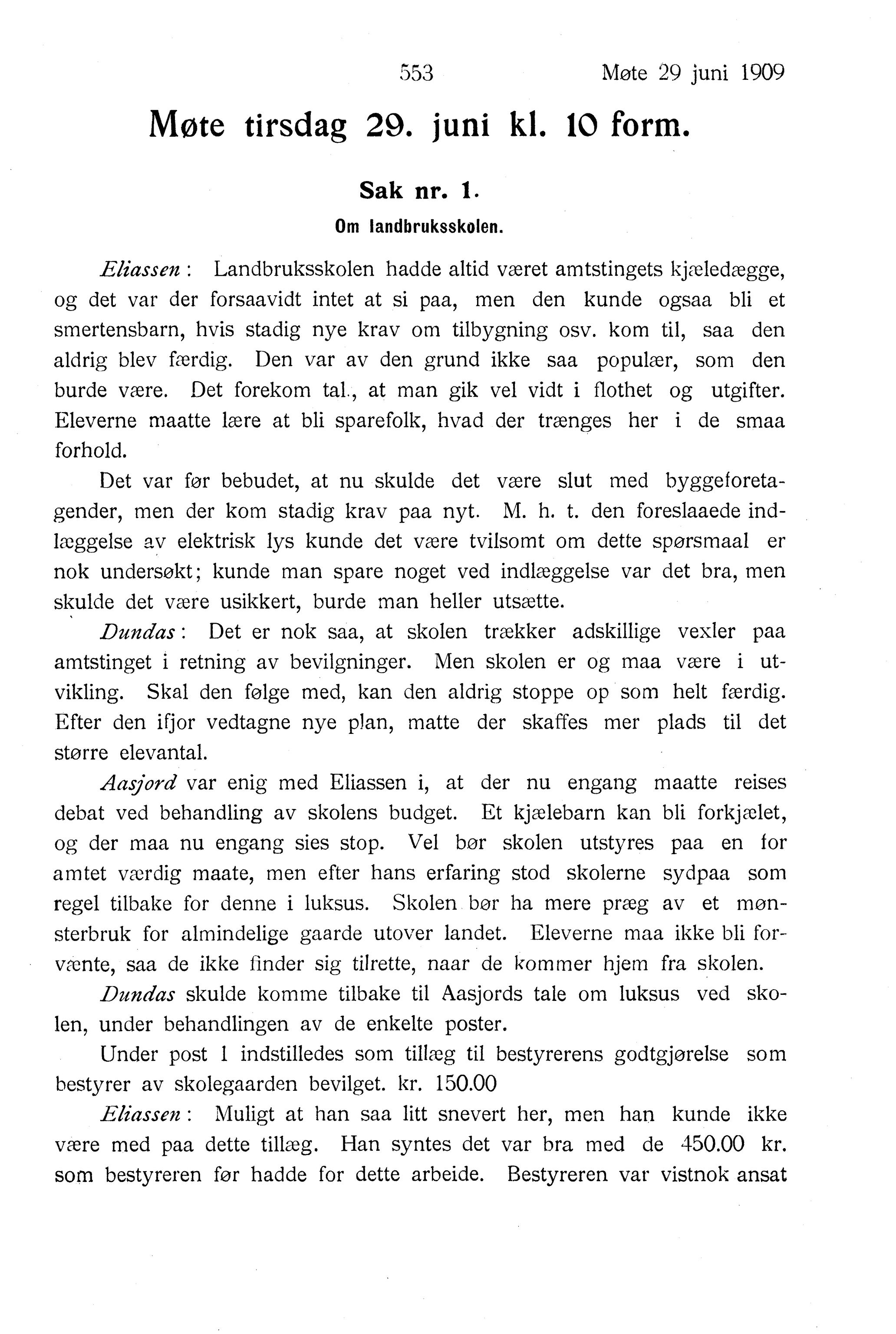 Nordland Fylkeskommune. Fylkestinget, AIN/NFK-17/176/A/Ac/L0032: Fylkestingsforhandlinger 1909, 1909, p. 553