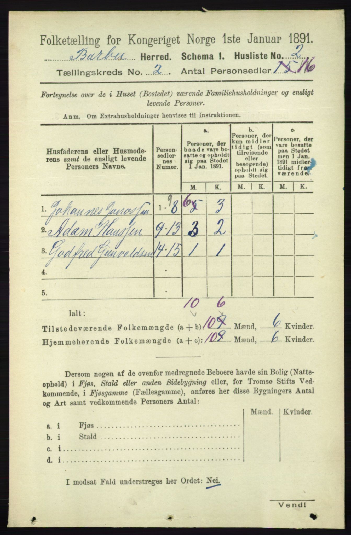 RA, 1891 census for 0990 Barbu, 1891, p. 844