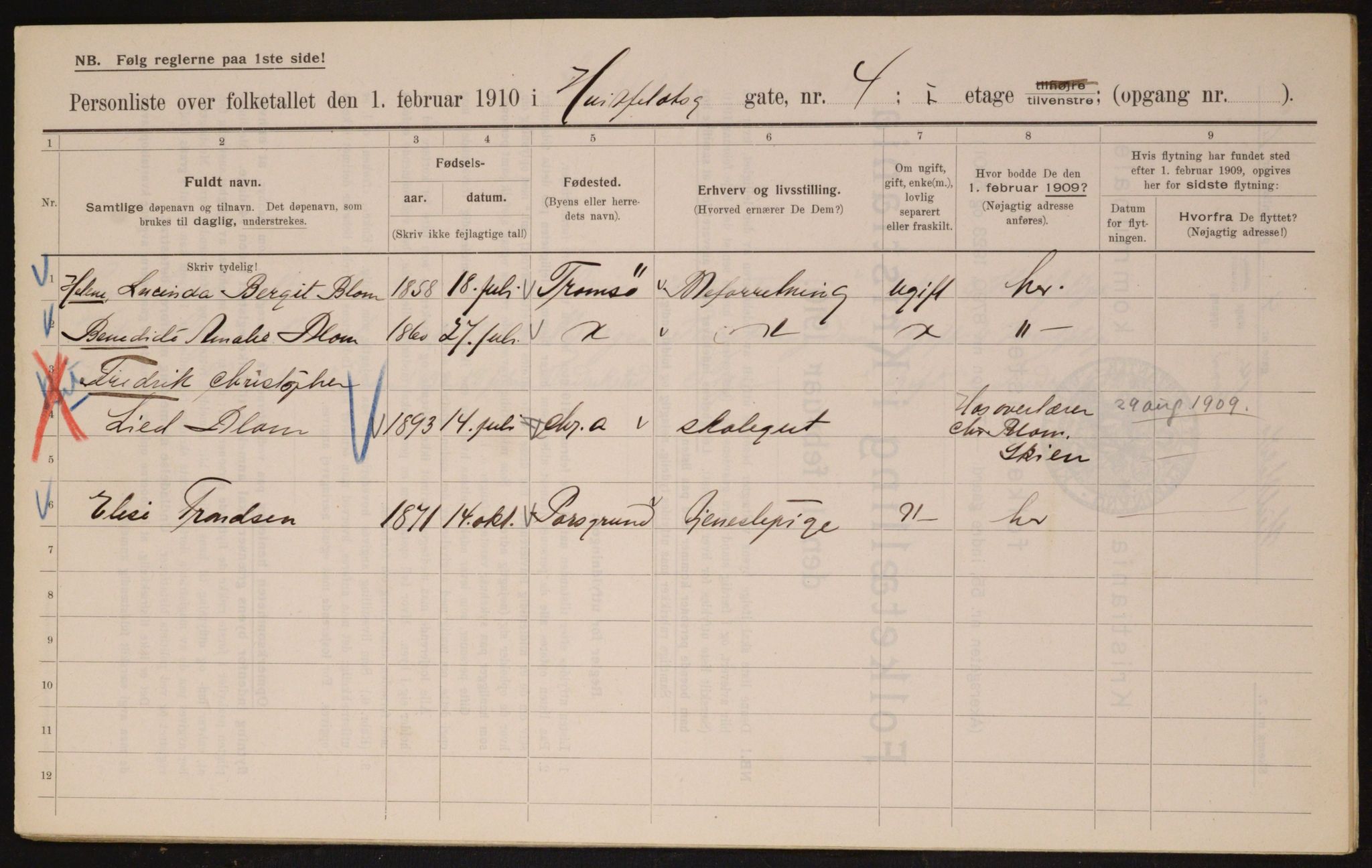 OBA, Municipal Census 1910 for Kristiania, 1910, p. 40768