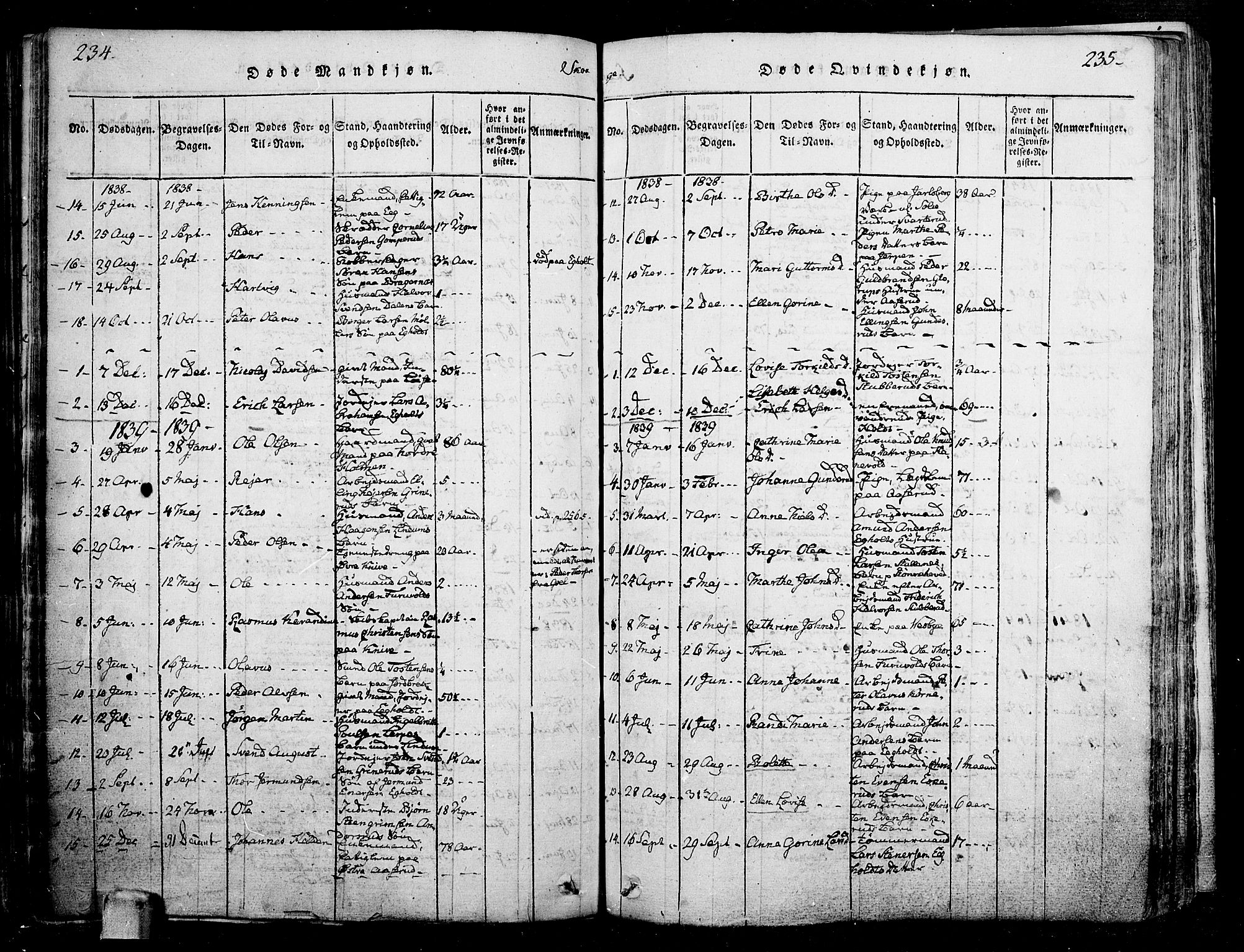 Skoger kirkebøker, AV/SAKO-A-59/F/Fa/L0002: Parish register (official) no. I 2 /1, 1814-1842, p. 234-235