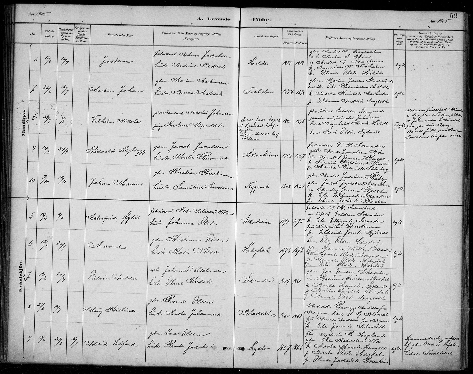 Innvik sokneprestembete, AV/SAB-A-80501: Parish register (copy) no. A 3, 1886-1912, p. 59