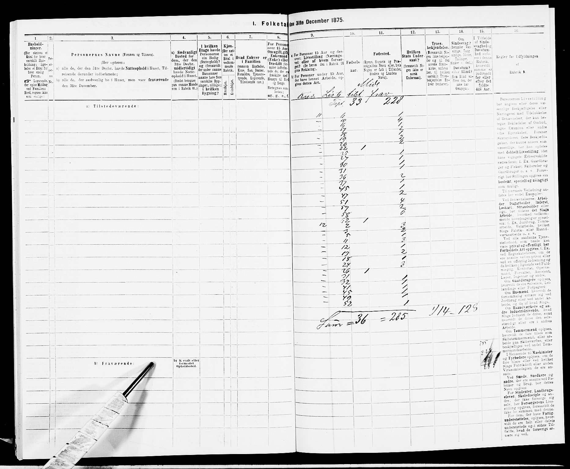 SAK, 1875 census for 1042L Flekkefjord/Nes og Hidra, 1875, p. 71