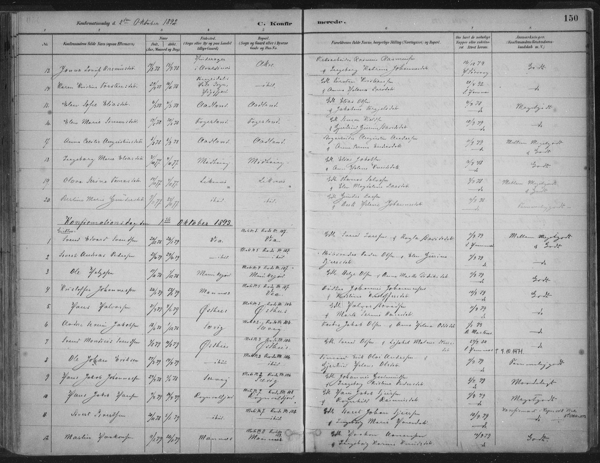 Kopervik sokneprestkontor, SAST/A-101850/H/Ha/Haa/L0004: Parish register (official) no. A 4, 1882-1905, p. 150
