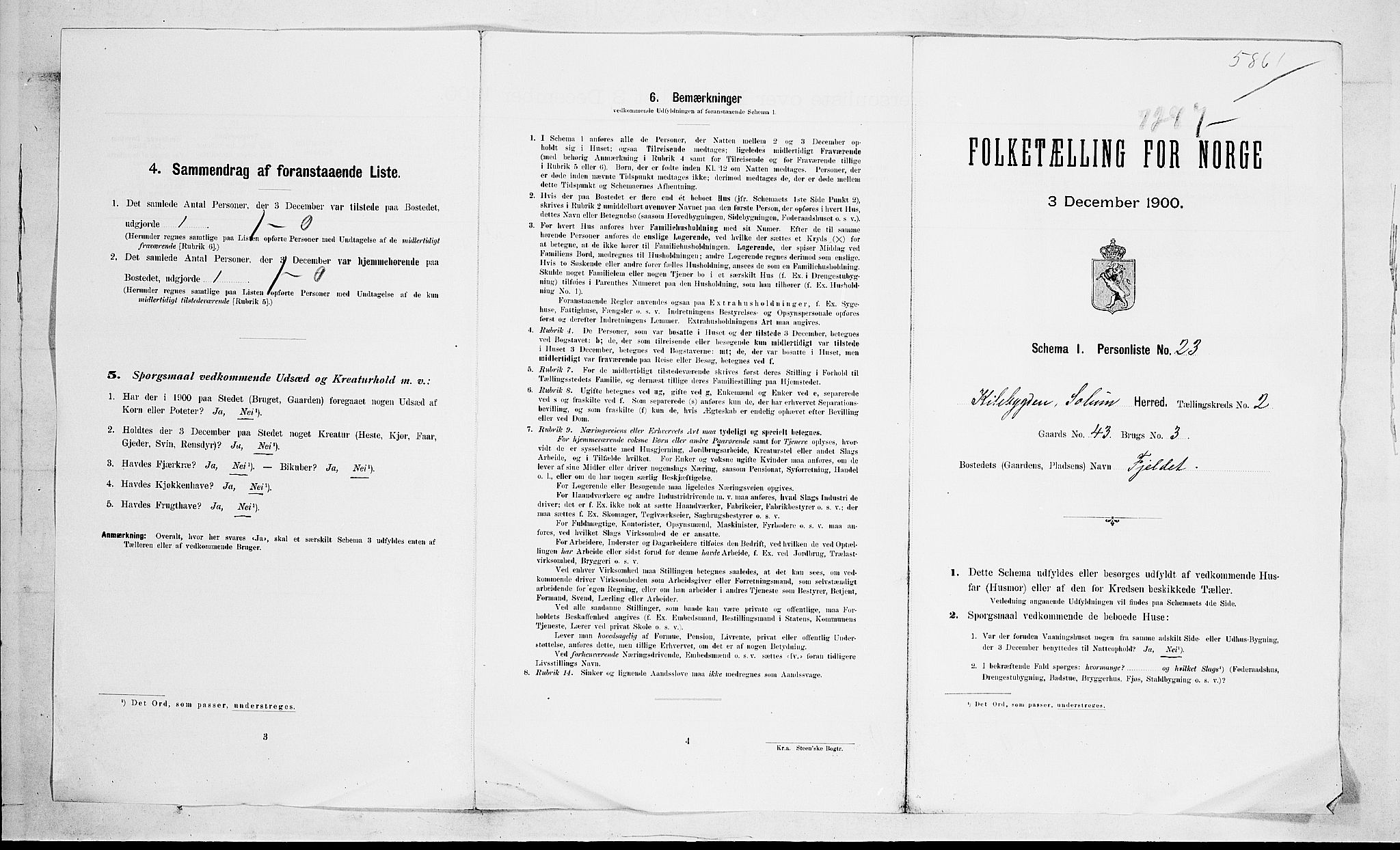 SAKO, 1900 census for Solum, 1900, p. 51