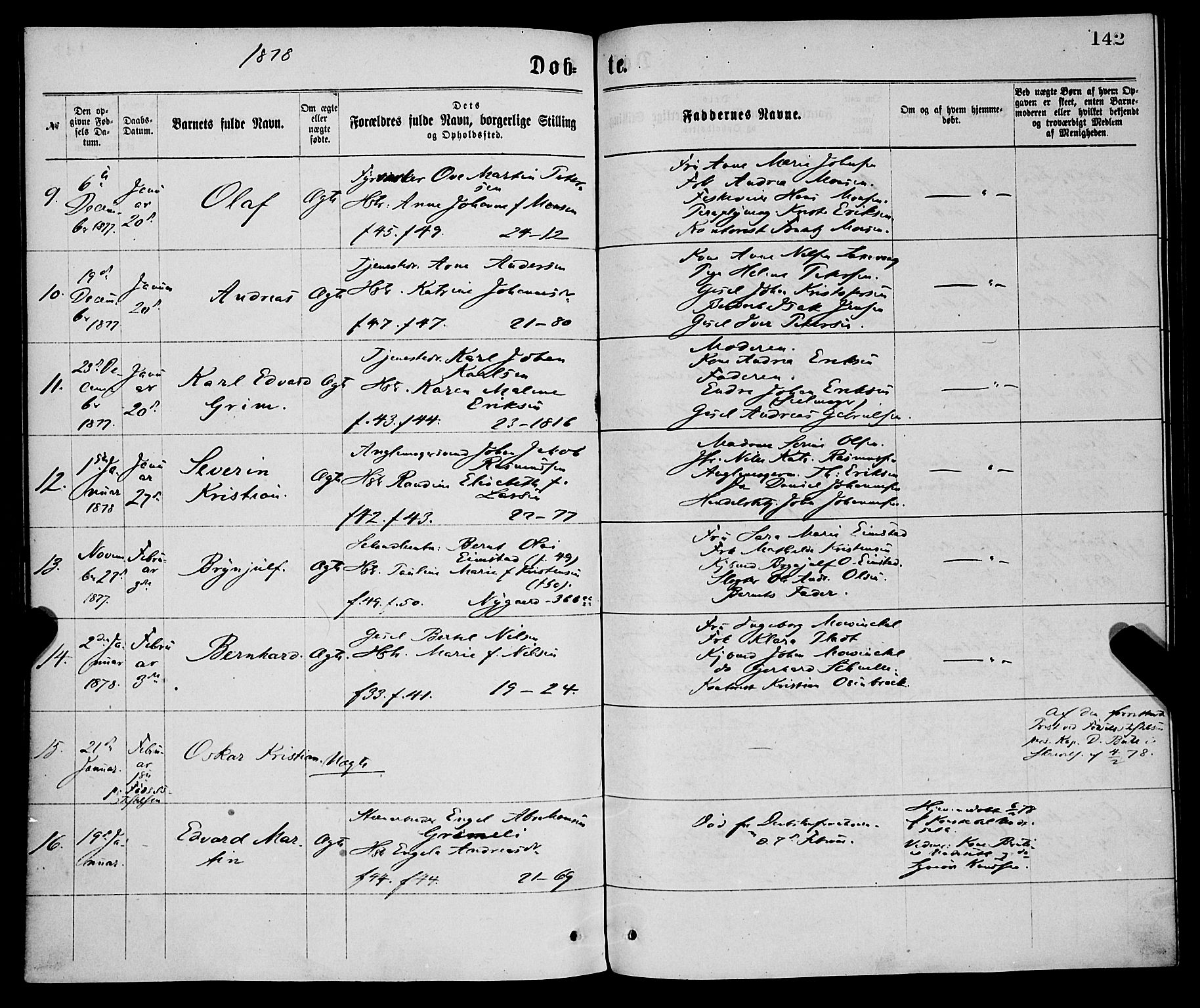 Korskirken sokneprestembete, SAB/A-76101/H/Haa/L0020: Parish register (official) no. B 6, 1871-1878, p. 142