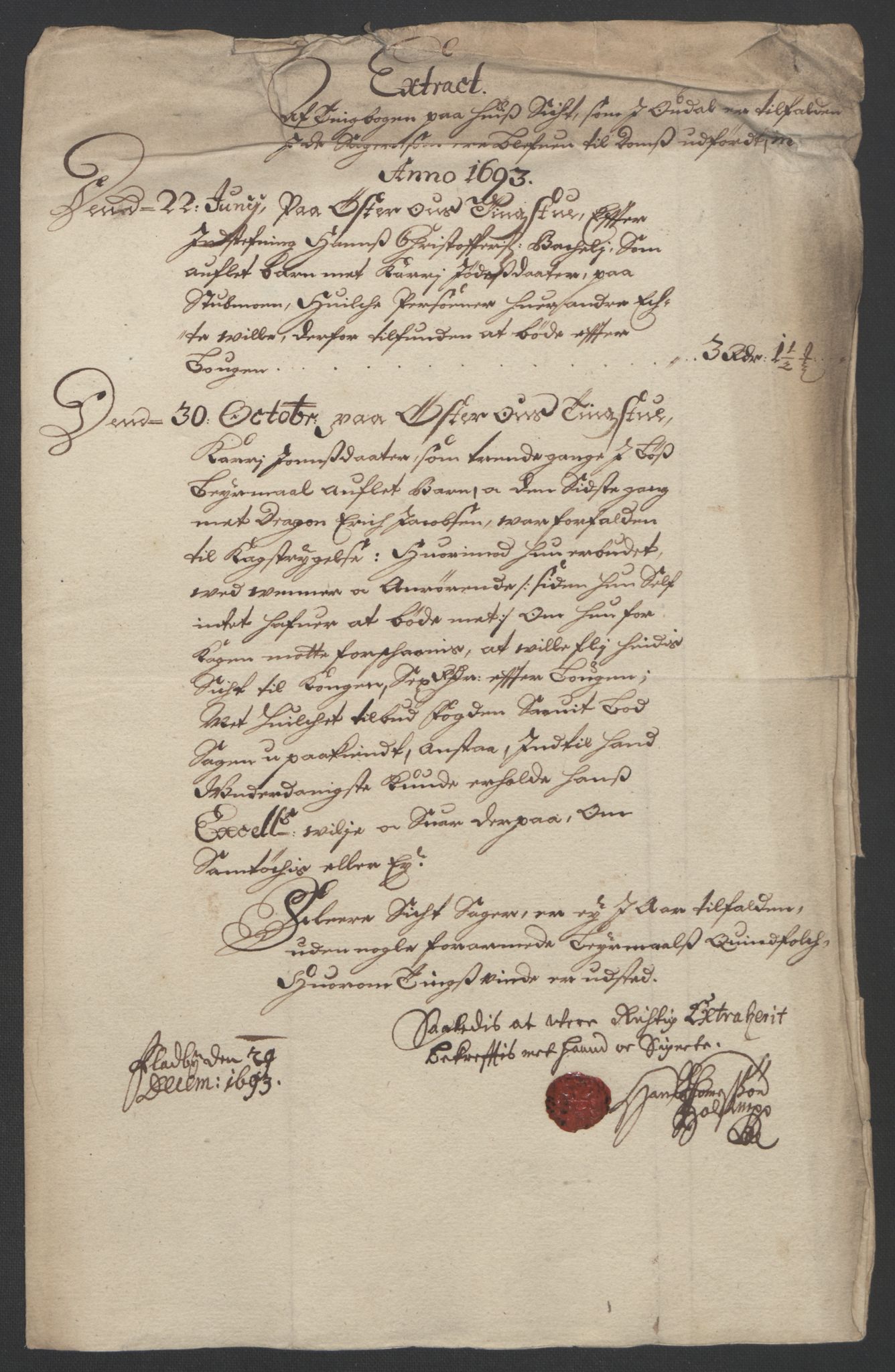 Rentekammeret inntil 1814, Reviderte regnskaper, Fogderegnskap, RA/EA-4092/R13/L0831: Fogderegnskap Solør, Odal og Østerdal, 1693, p. 170