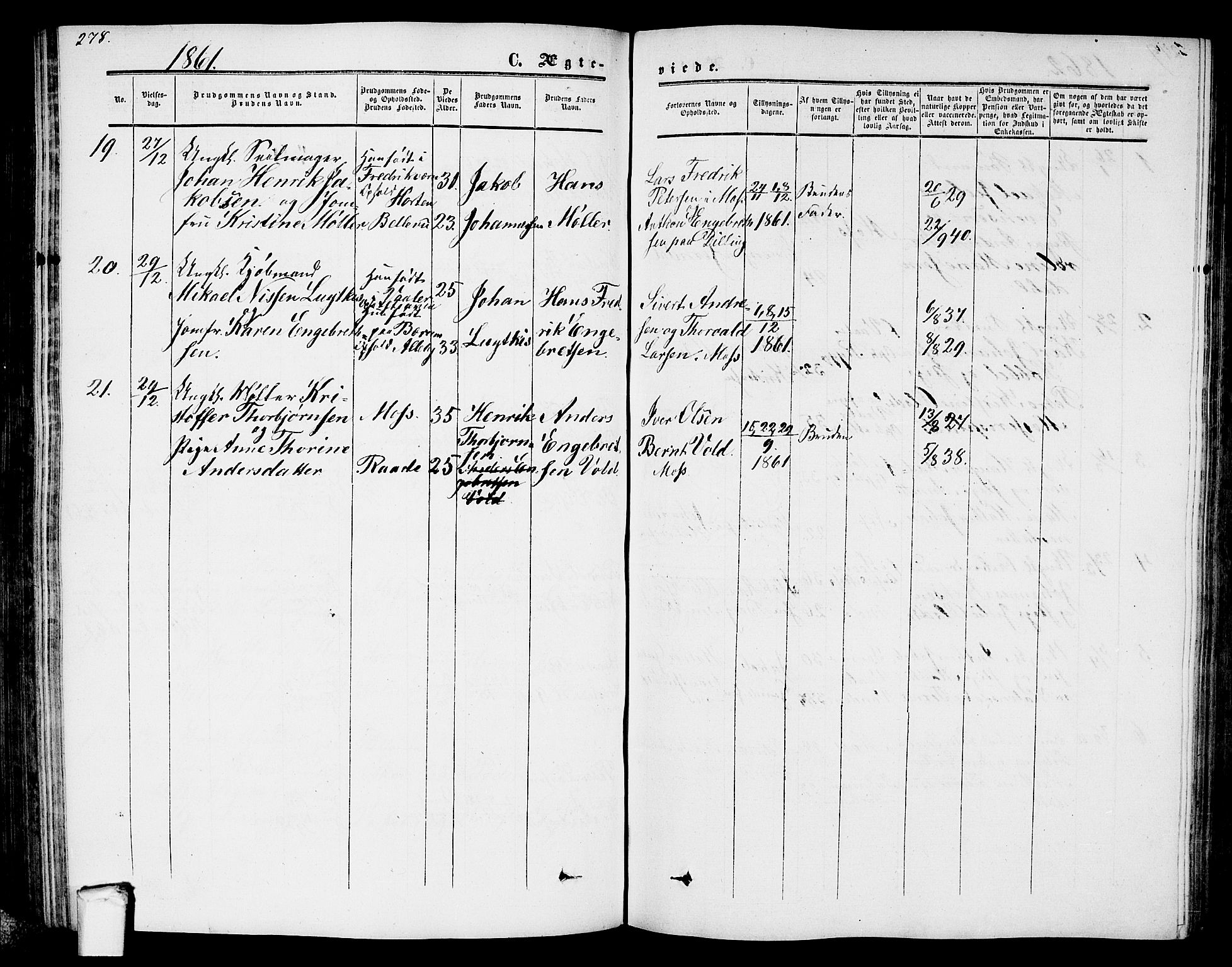 Moss prestekontor Kirkebøker, AV/SAO-A-2003/G/Ga/L0002: Parish register (copy) no. I 2, 1852-1871, p. 278