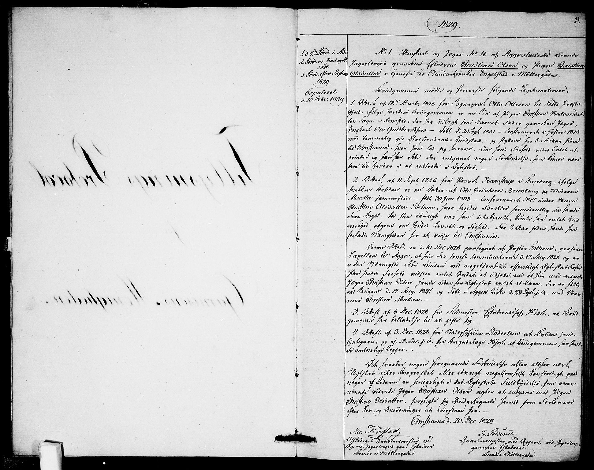 Garnisonsmenigheten Kirkebøker, SAO/A-10846/H/Ha/L0002: Banns register no. I 2, 1829-1835, p. 3