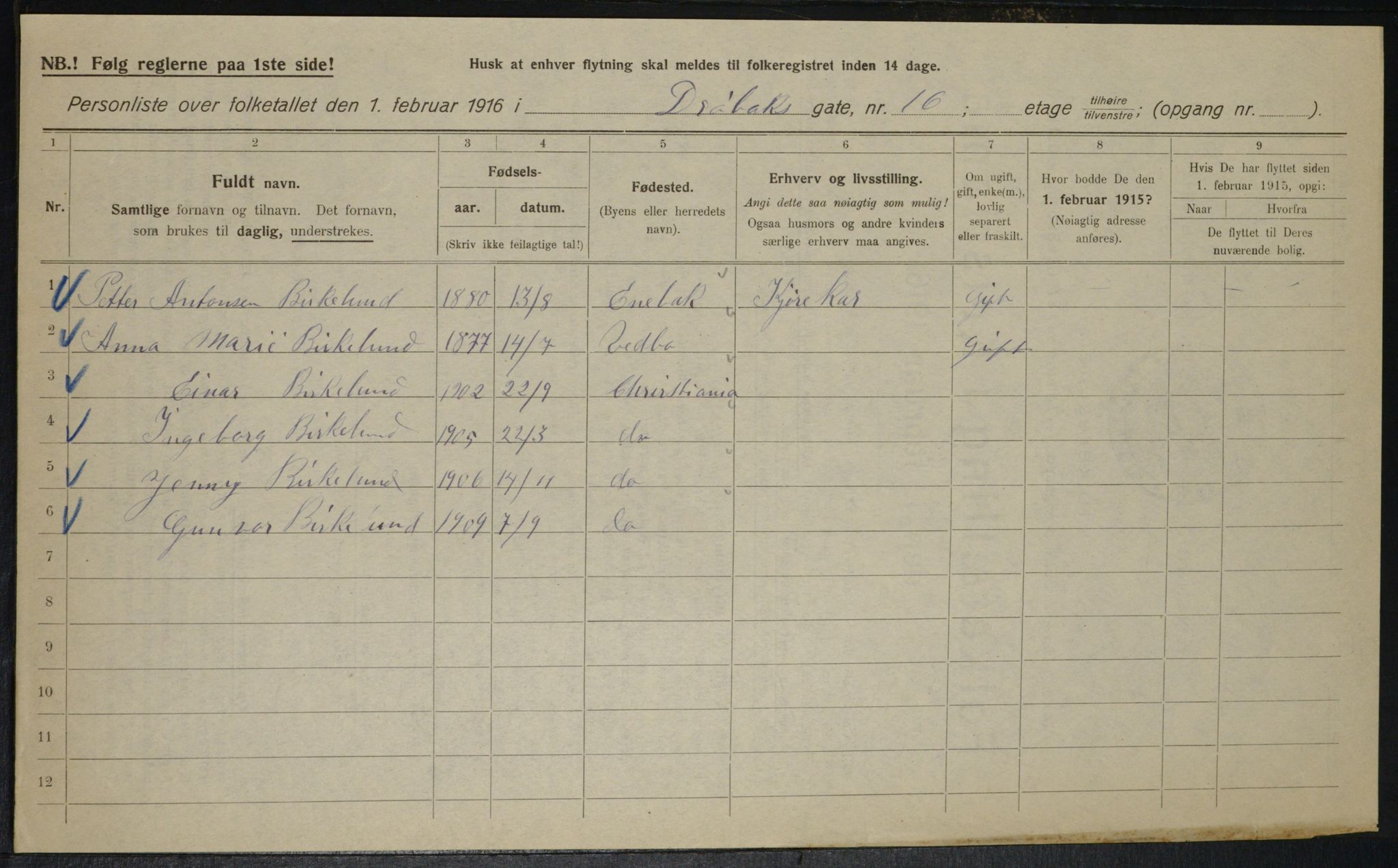 OBA, Municipal Census 1916 for Kristiania, 1916, p. 17513