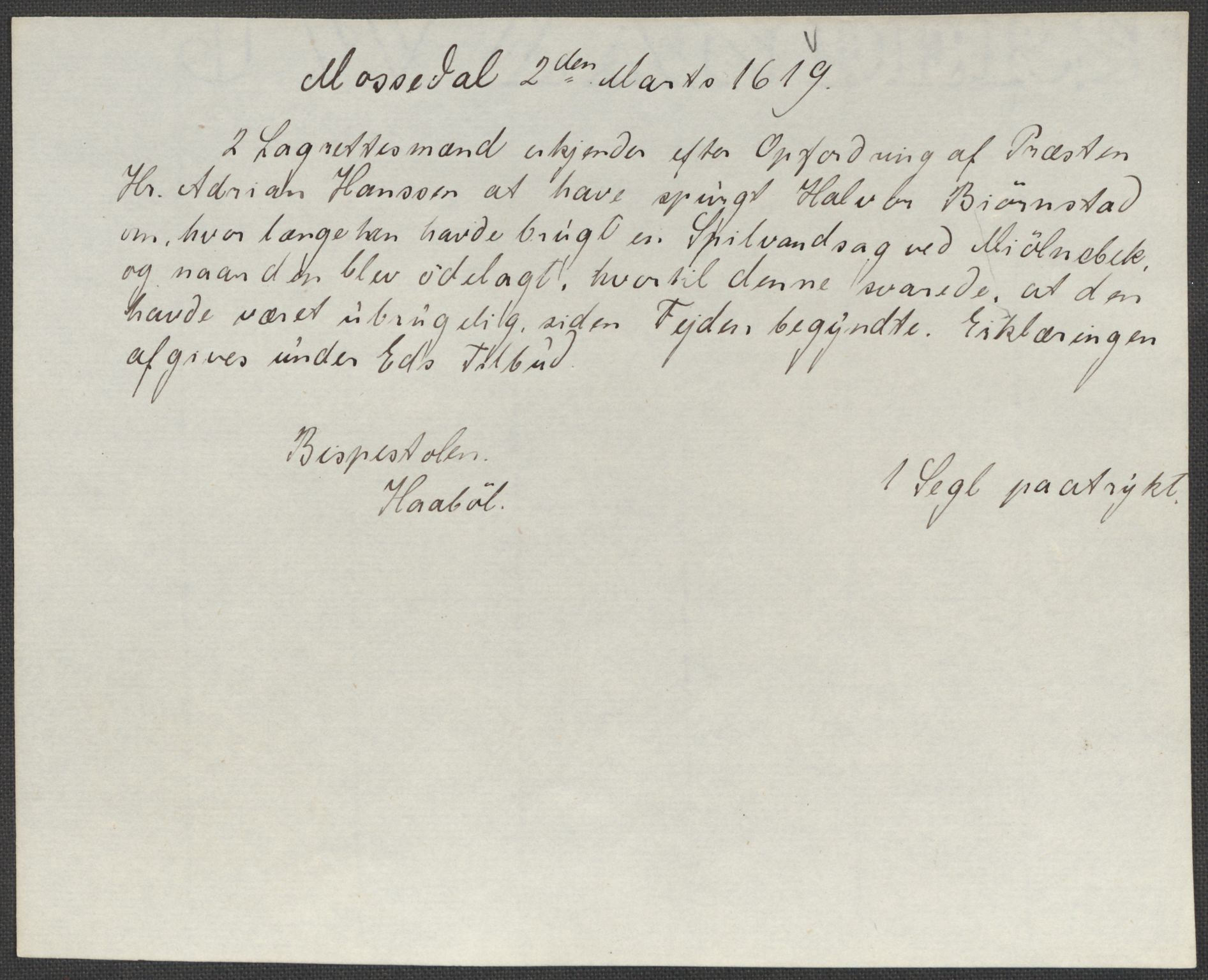 Riksarkivets diplomsamling, RA/EA-5965/F15/L0005: Prestearkiv - Østfold, 1572-1830, p. 223