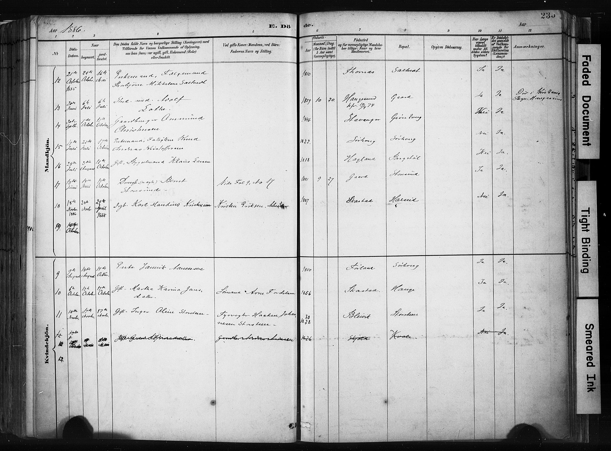 Haugesund sokneprestkontor, SAST/A -101863/H/Ha/Haa/L0004: Parish register (official) no. A 4, 1886-1908, p. 235