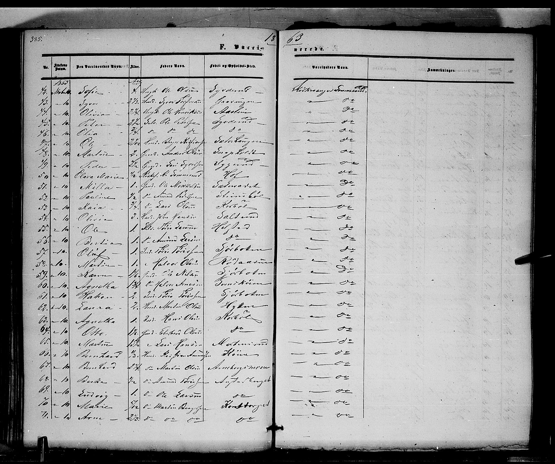 Hof prestekontor, AV/SAH-PREST-038/H/Ha/Haa/L0009: Parish register (official) no. 9, 1862-1877, p. 385