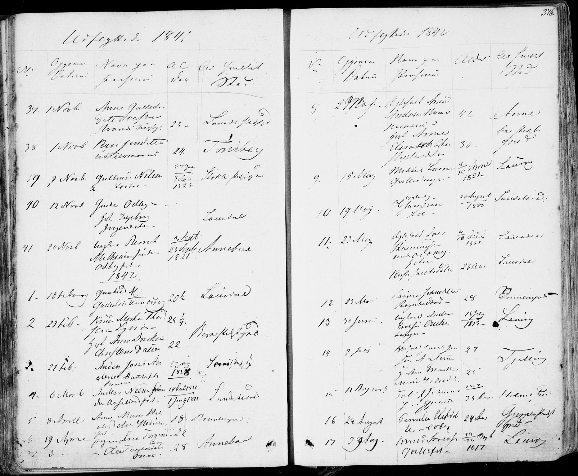 Hedrum kirkebøker, AV/SAKO-A-344/F/Fa/L0005: Parish register (official) no. I 5, 1835-1848, p. 376