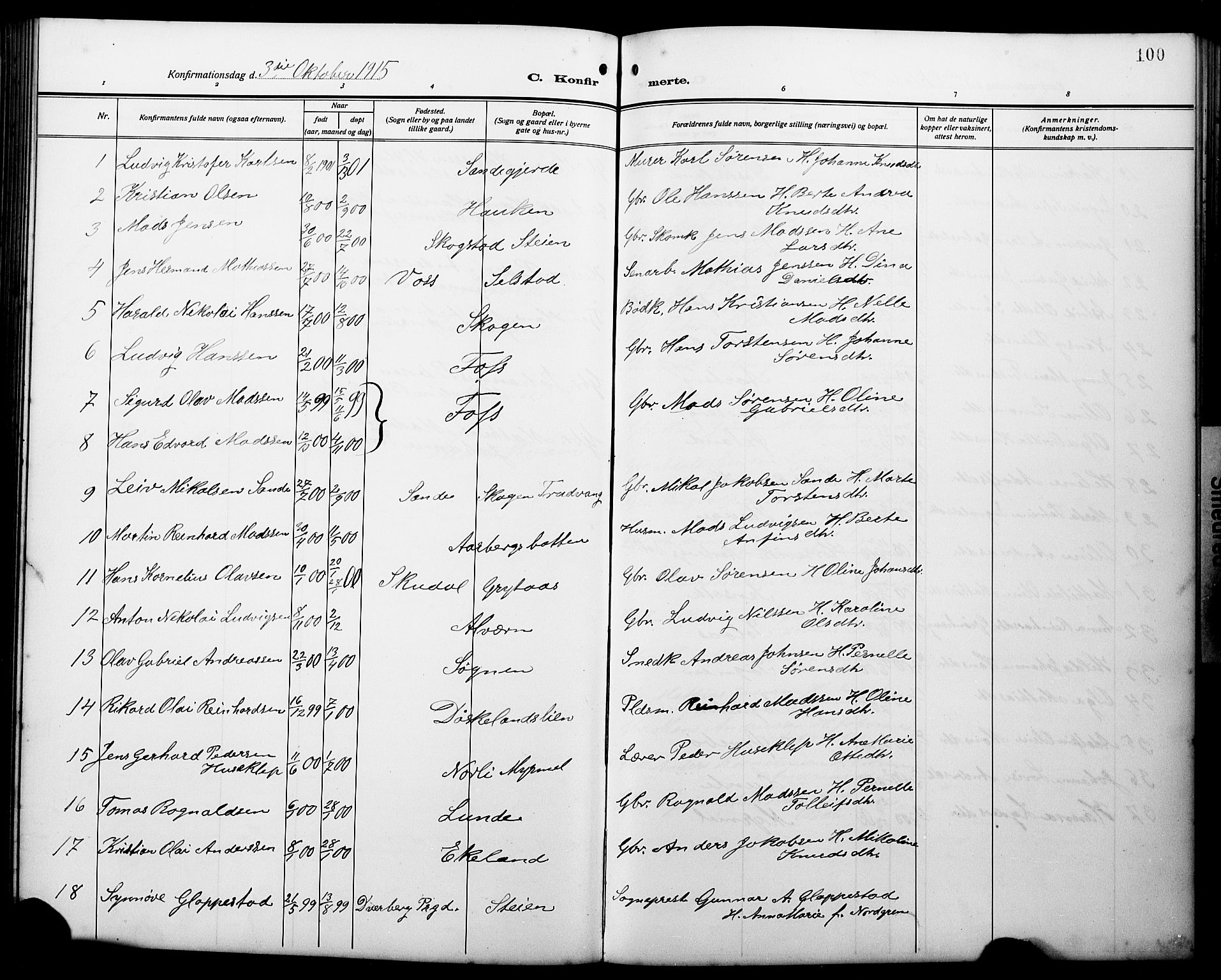 Gaular sokneprestembete, AV/SAB-A-80001/H/Hab: Parish register (copy) no. A 5, 1912-1930, p. 100