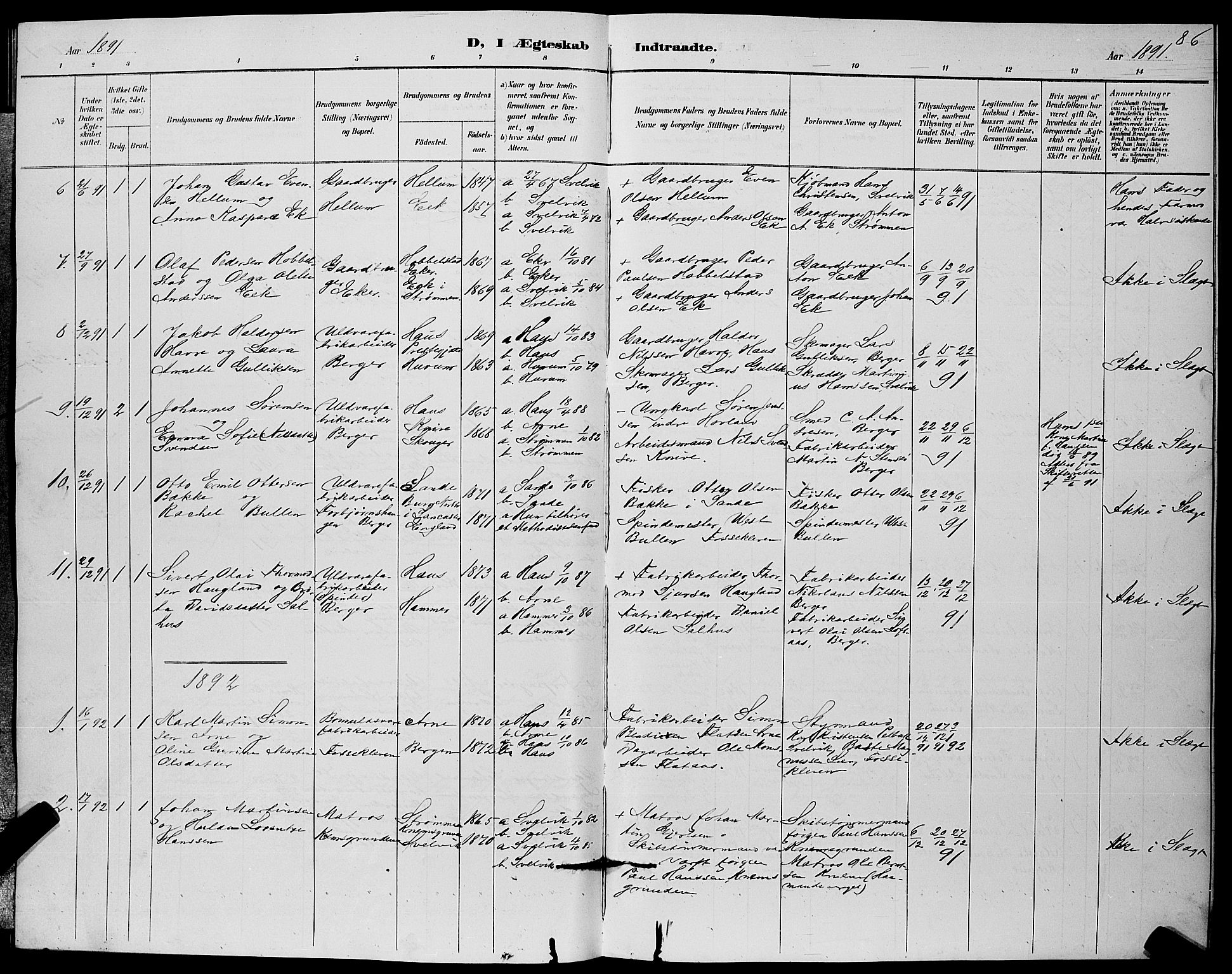 Strømm kirkebøker, AV/SAKO-A-322/G/Ga/L0003: Parish register (copy) no. I 3, 1889-1896, p. 86