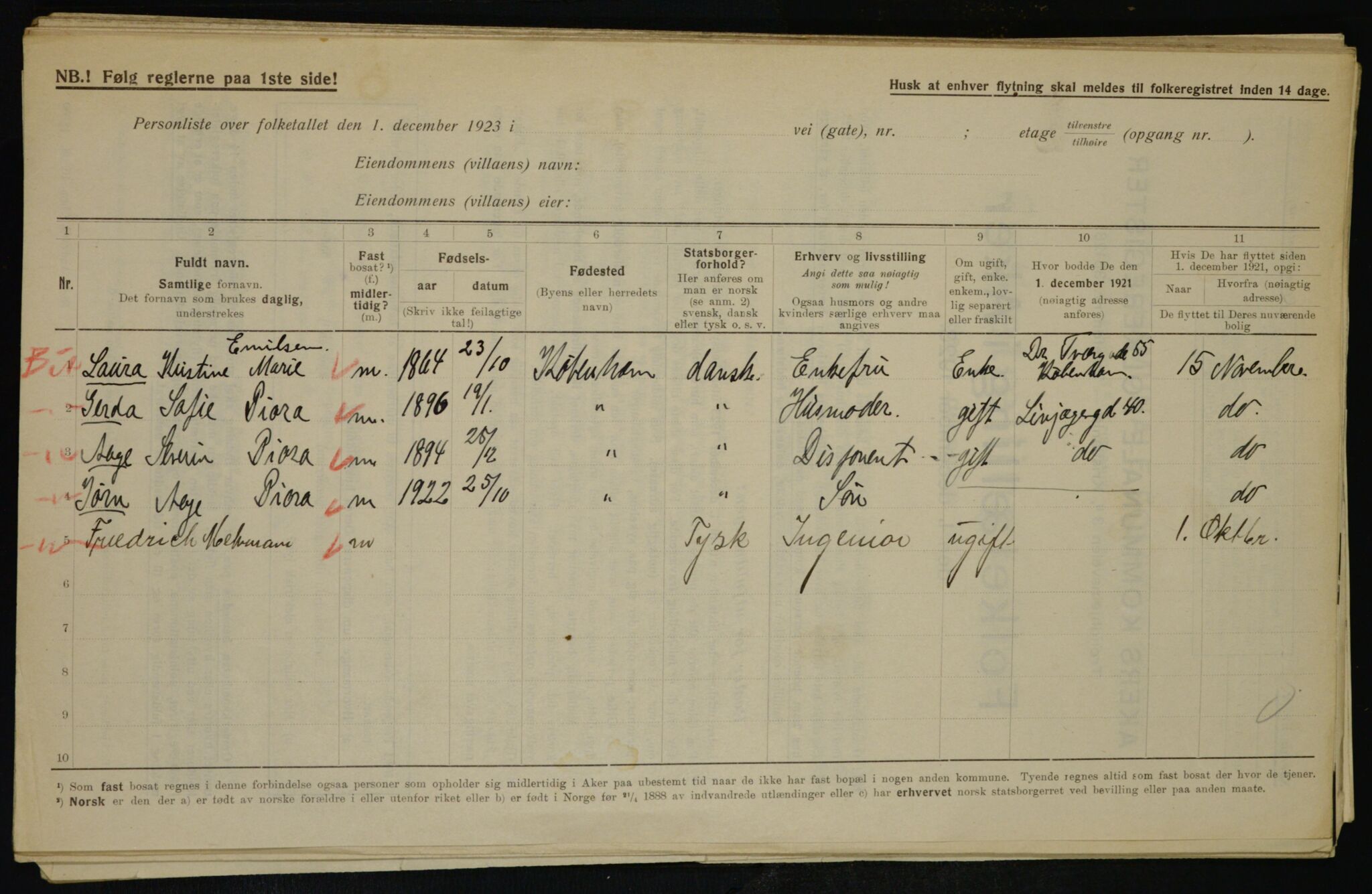 , Municipal Census 1923 for Aker, 1923, p. 42766