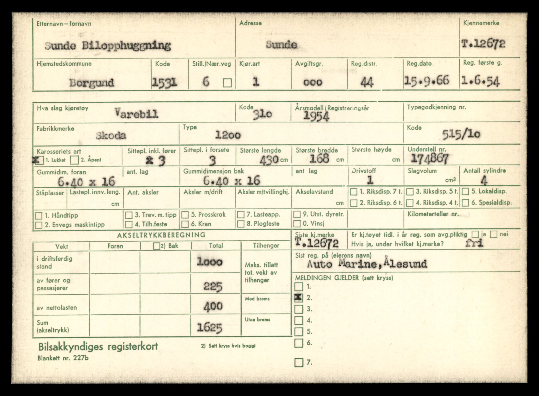 Møre og Romsdal vegkontor - Ålesund trafikkstasjon, AV/SAT-A-4099/F/Fe/L0035: Registreringskort for kjøretøy T 12653 - T 12829, 1927-1998, p. 387
