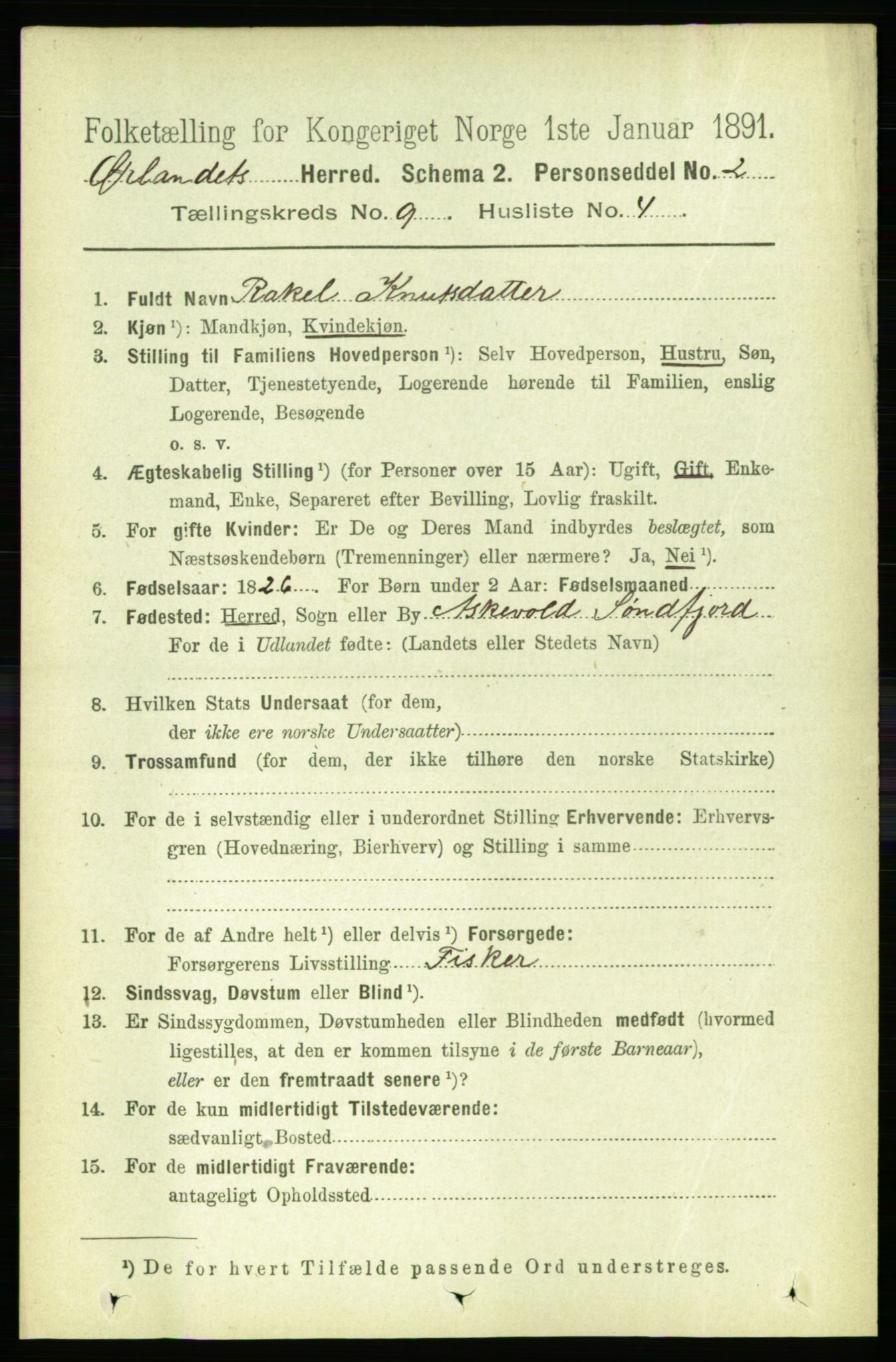 RA, 1891 census for 1621 Ørland, 1891, p. 3817