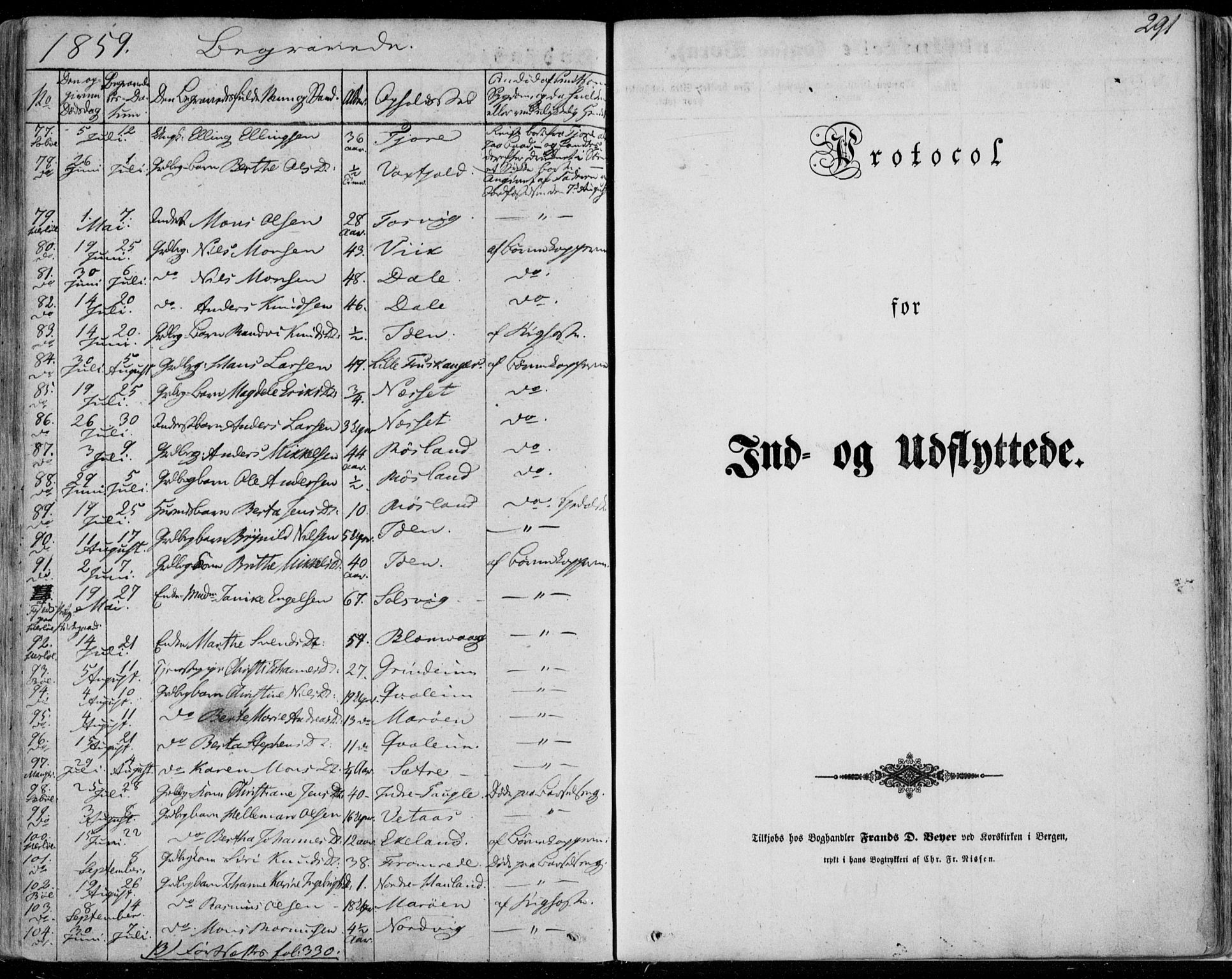 Manger sokneprestembete, AV/SAB-A-76801/H/Haa: Parish register (official) no. A 6, 1849-1859, p. 291