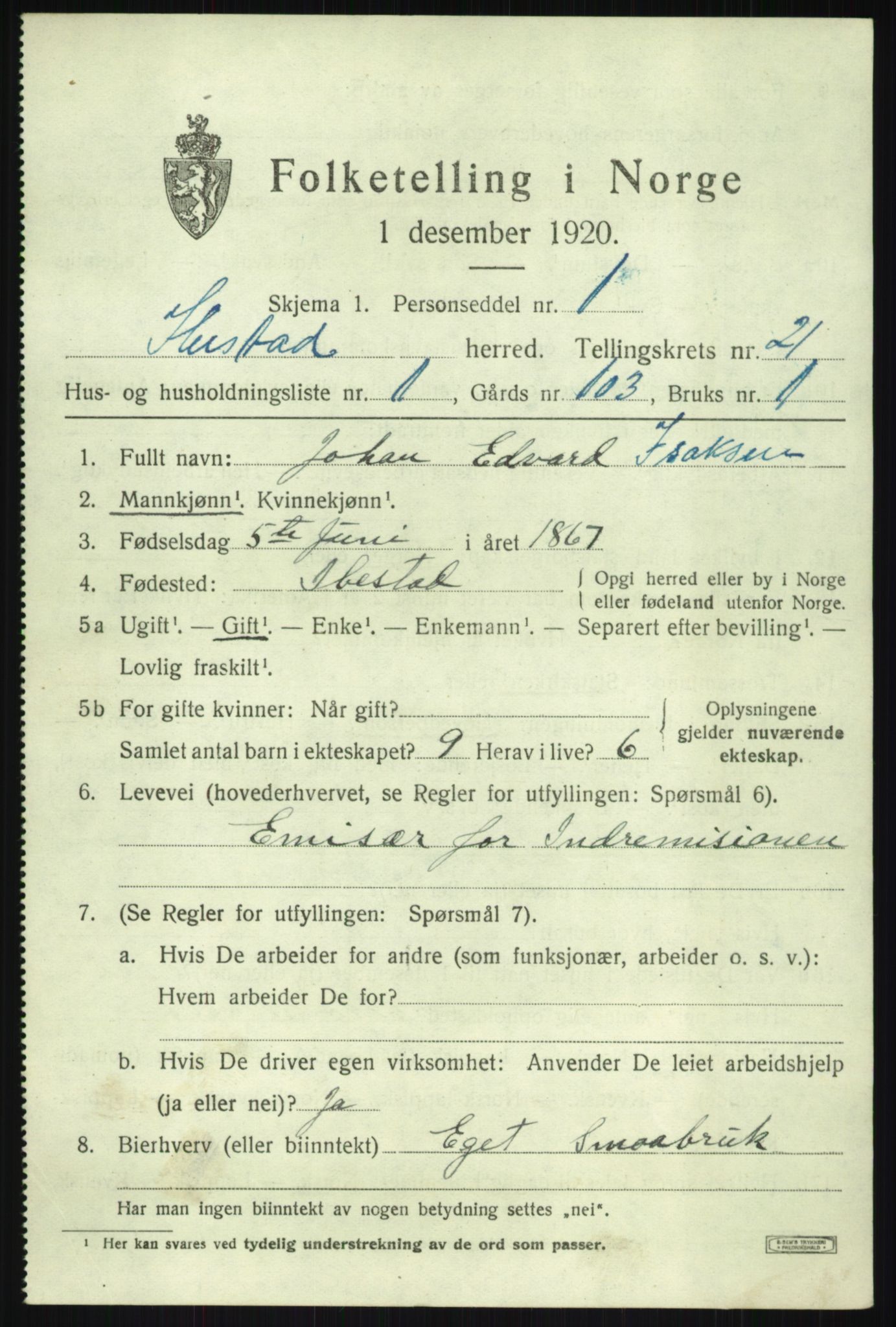 SATØ, 1920 census for Ibestad, 1920, p. 11798