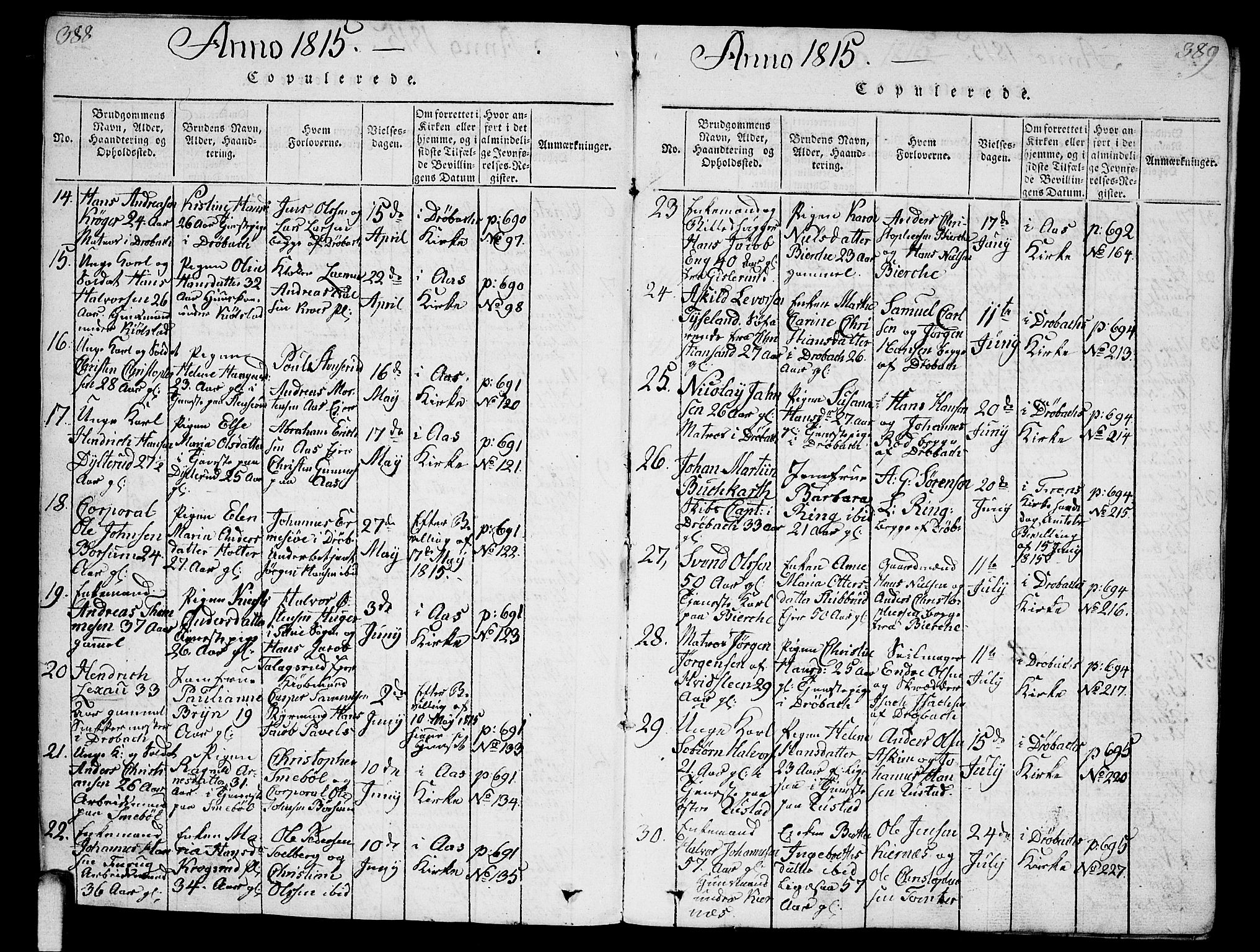 Ås prestekontor Kirkebøker, AV/SAO-A-10894/G/Ga/L0001: Parish register (copy) no. I 1, 1814-1820, p. 388-389