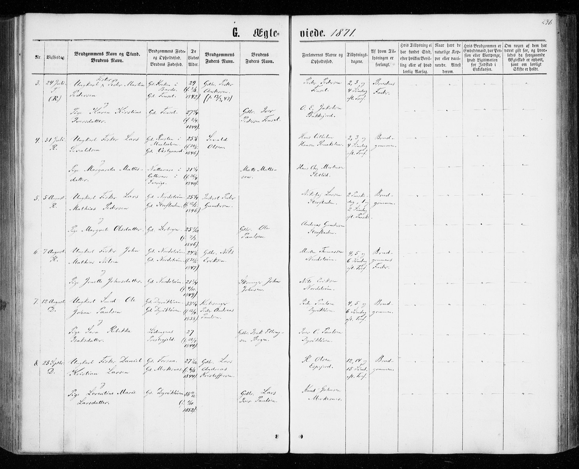 Tranøy sokneprestkontor, AV/SATØ-S-1313/I/Ia/Iaa/L0008kirke: Parish register (official) no. 8, 1867-1877, p. 236