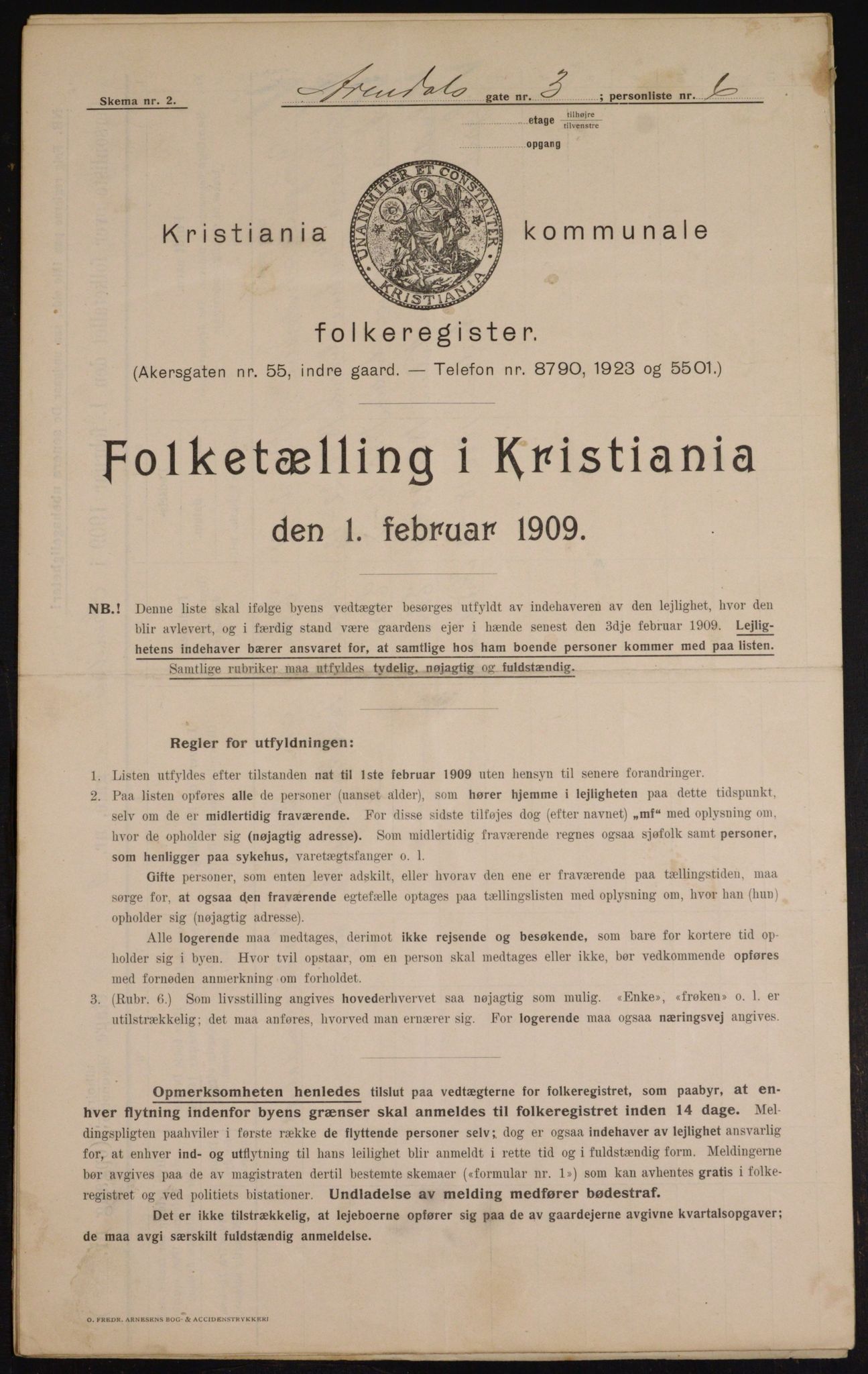 OBA, Municipal Census 1909 for Kristiania, 1909, p. 1871